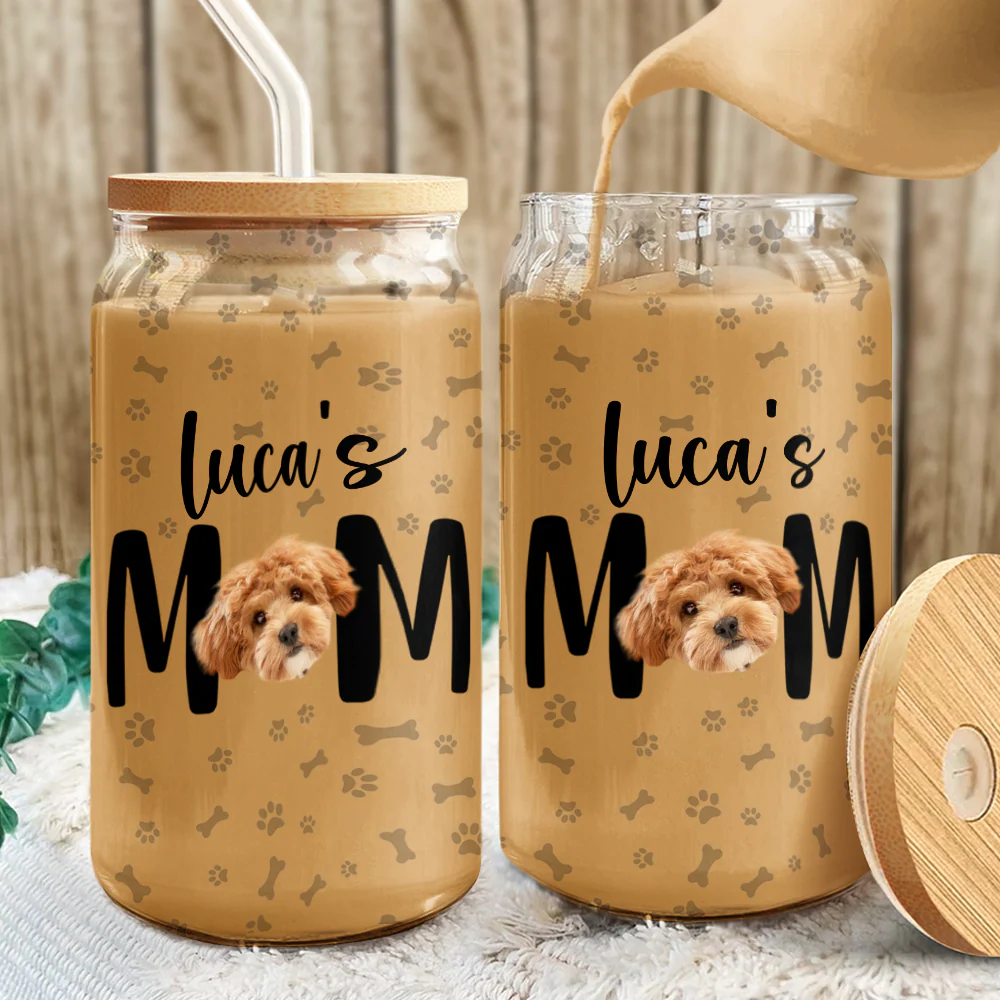 Custom Photo Dog Mom Personalized Glass Can With Lid Gift For Dog Lovers CH07 895526 - Image 3