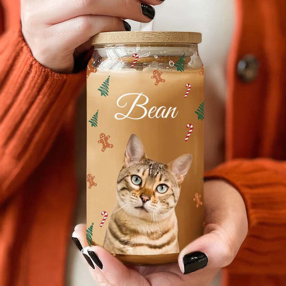 Custom Photo Dog With Snow Glass Can With Lid For Dog Lovers CH07 899106 - Image 2