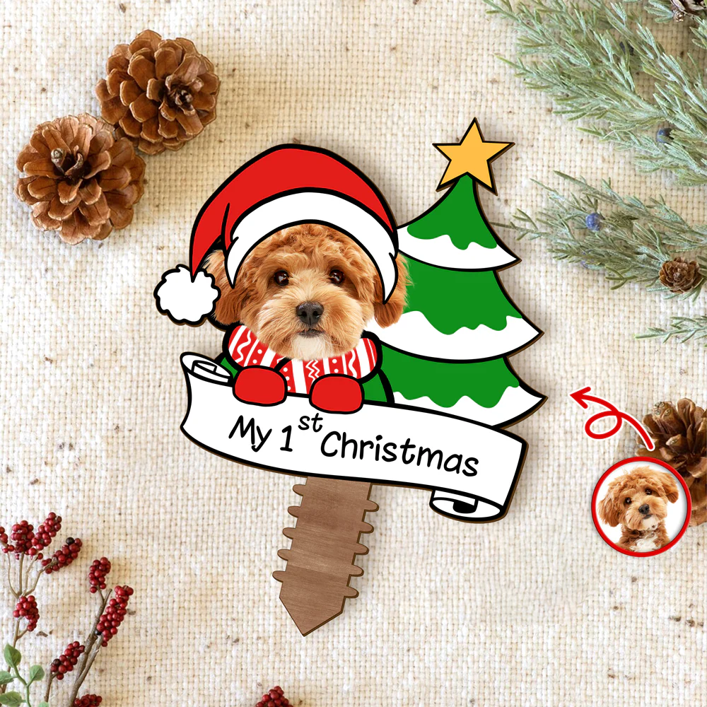 Custom Photo Dog's 1st Christmas Tree Topper Gift For Dog Lovers CH07 899206 - Image 2