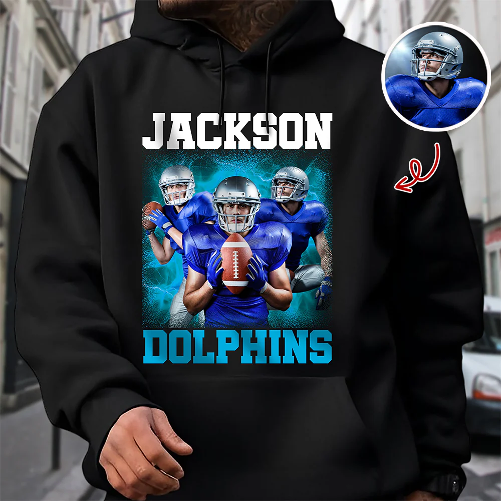 Custom Photo Football Player Bootleg Tee - Personalized Dark Shirt CH07 899480 - Image 5