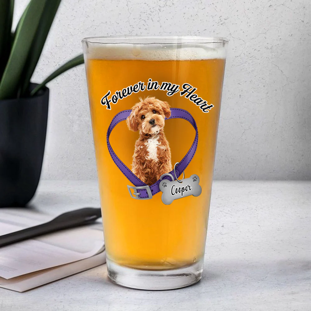 Custom Photo Forever In My Heart Memorial Beer Glass For Dog Lovers CH07 911256 - Image 3