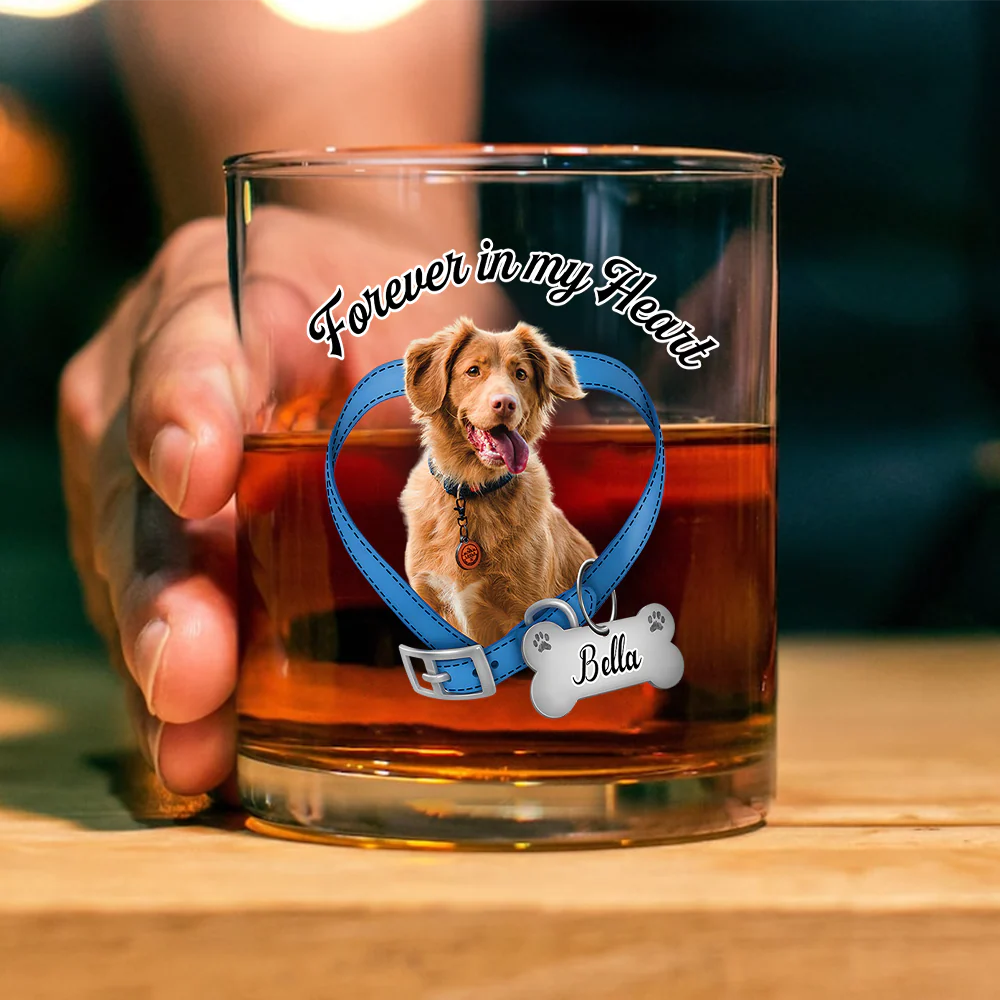 Custom Photo Forever In My Heart Memorial Whiskey Glass For Dog Lovers CH07 911254 - Image 2