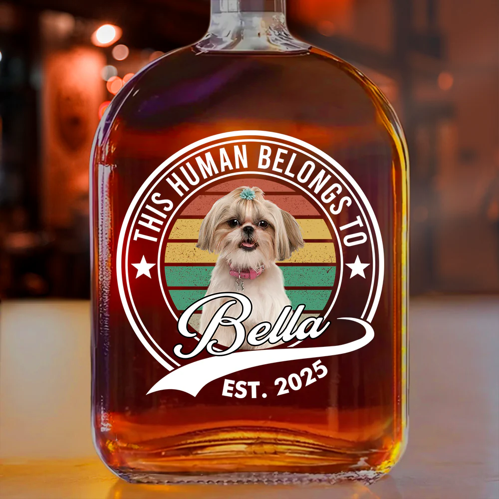Custom Photo Human Belongs To Dog Cat Whiskey Bottle CH07 895962 - Image 2
