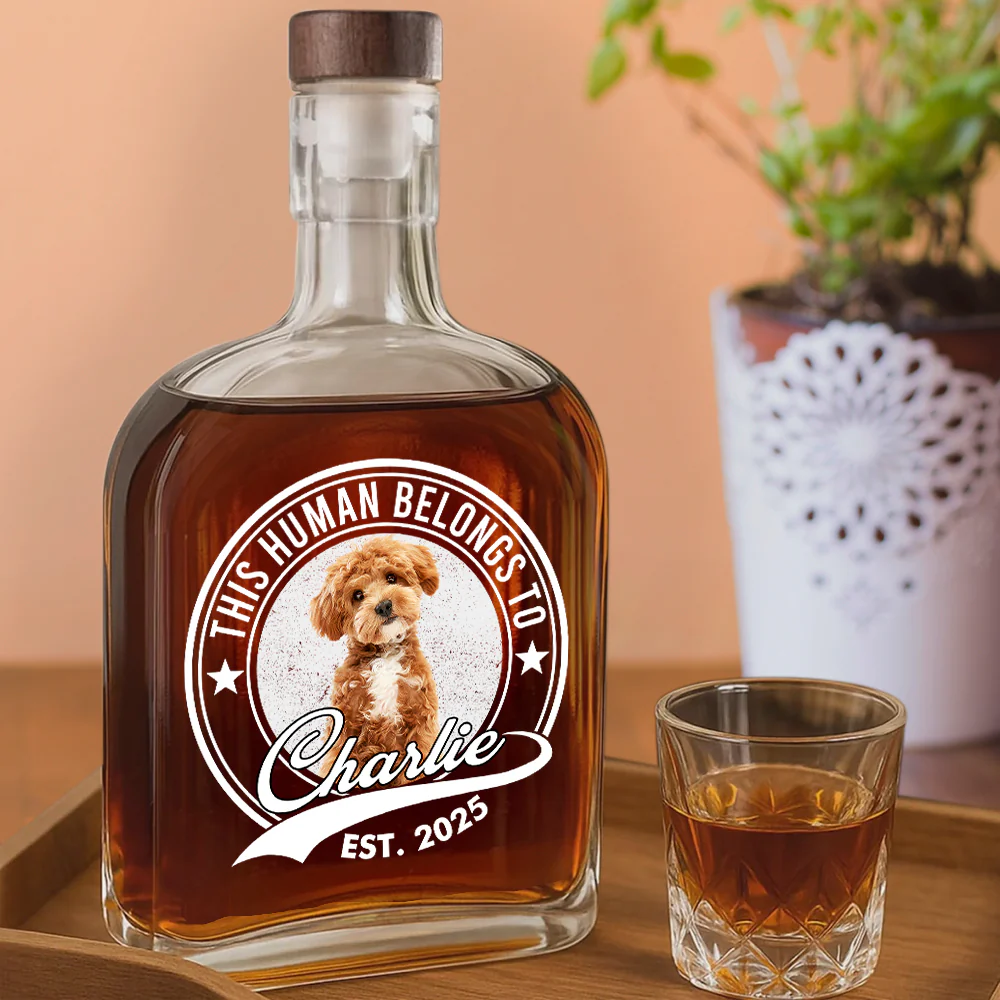 Custom Photo Human Belongs To Dog Cat Whiskey Bottle CH07 895962 - Image 4