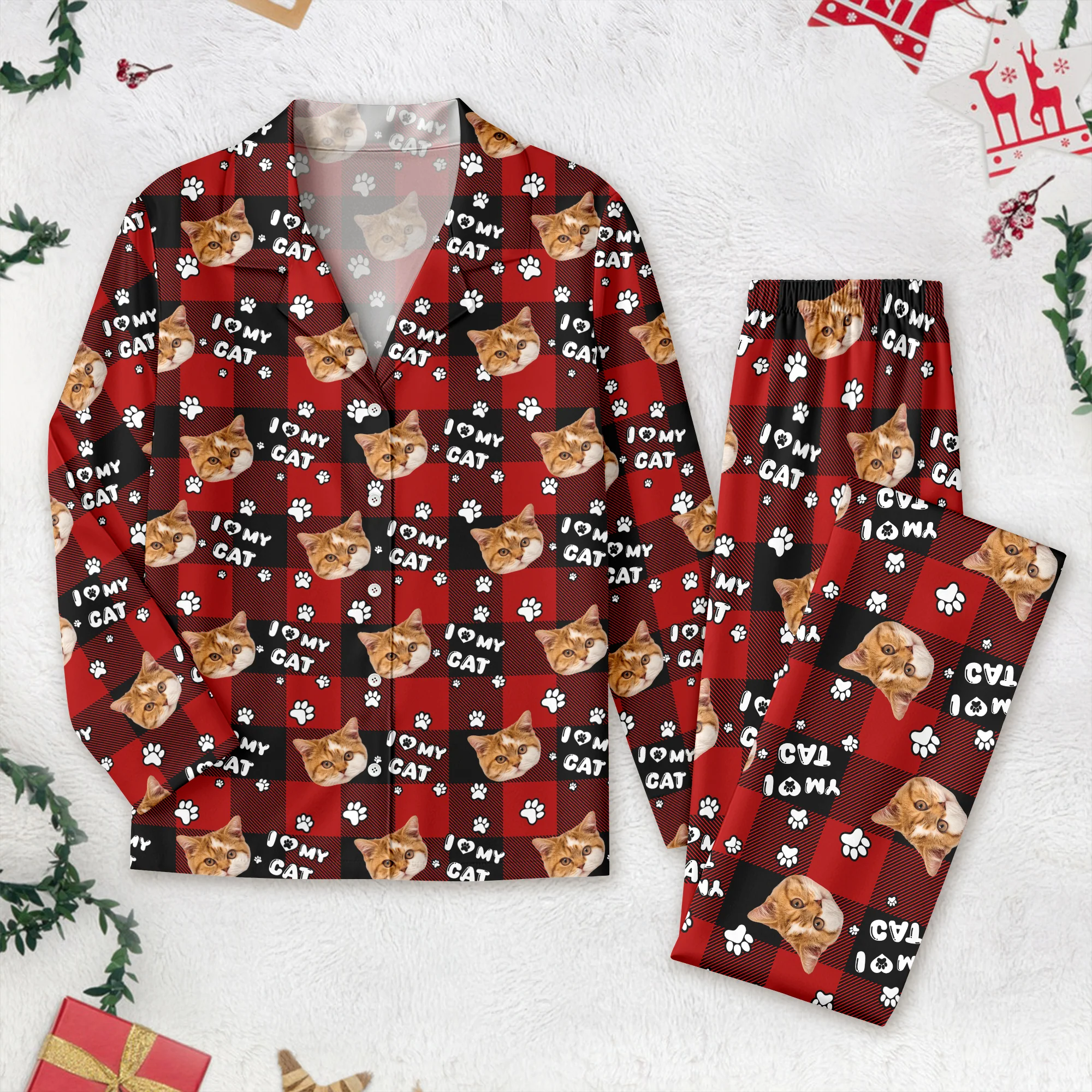 Custom Photo I Love My Dog, I Love My Cat Pajamas HA75 895092