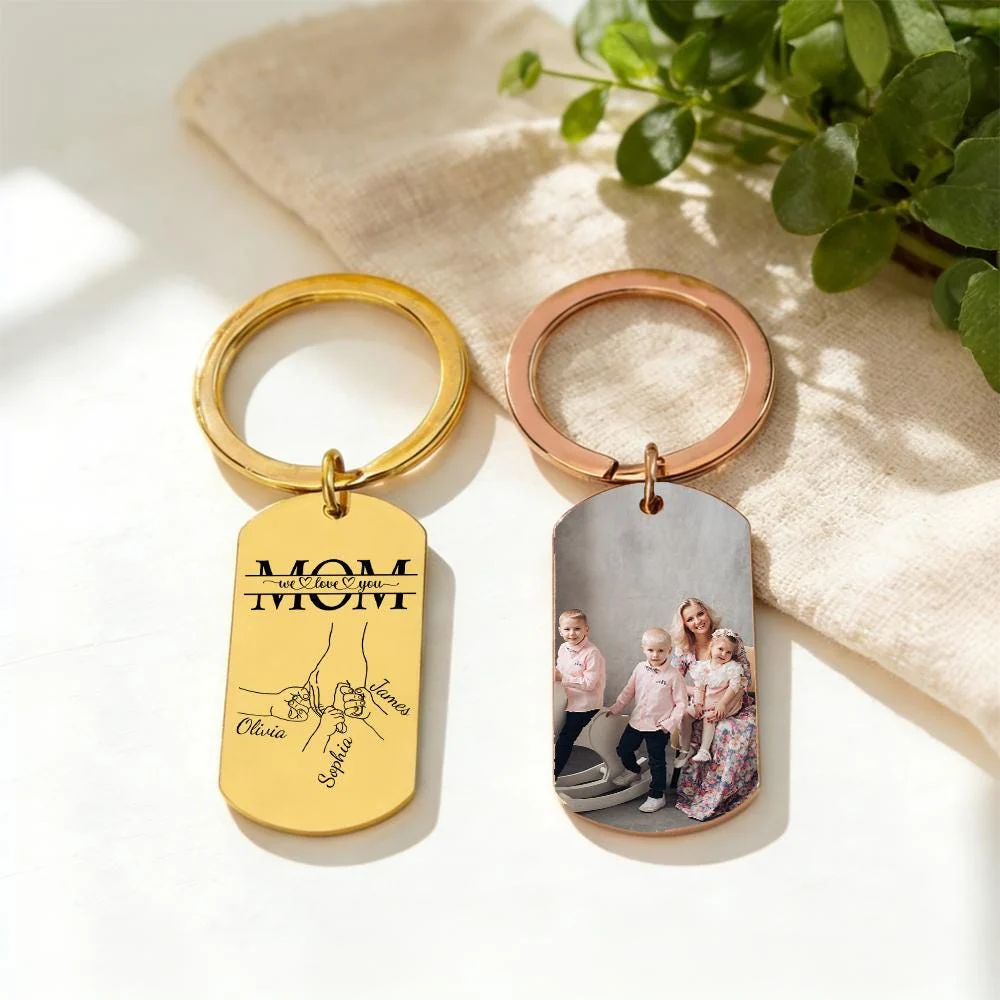 Custom Photo I Love You Mom Holding Hands Metal Keychain CH07 911180 - Image 5