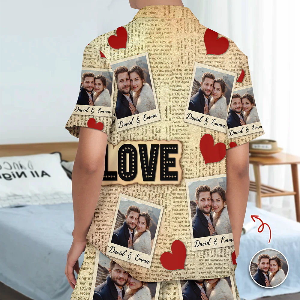 Custom Photo Newspaper Short Pajamas Funny Love Gift For Couples CH07 895528 - Image 6