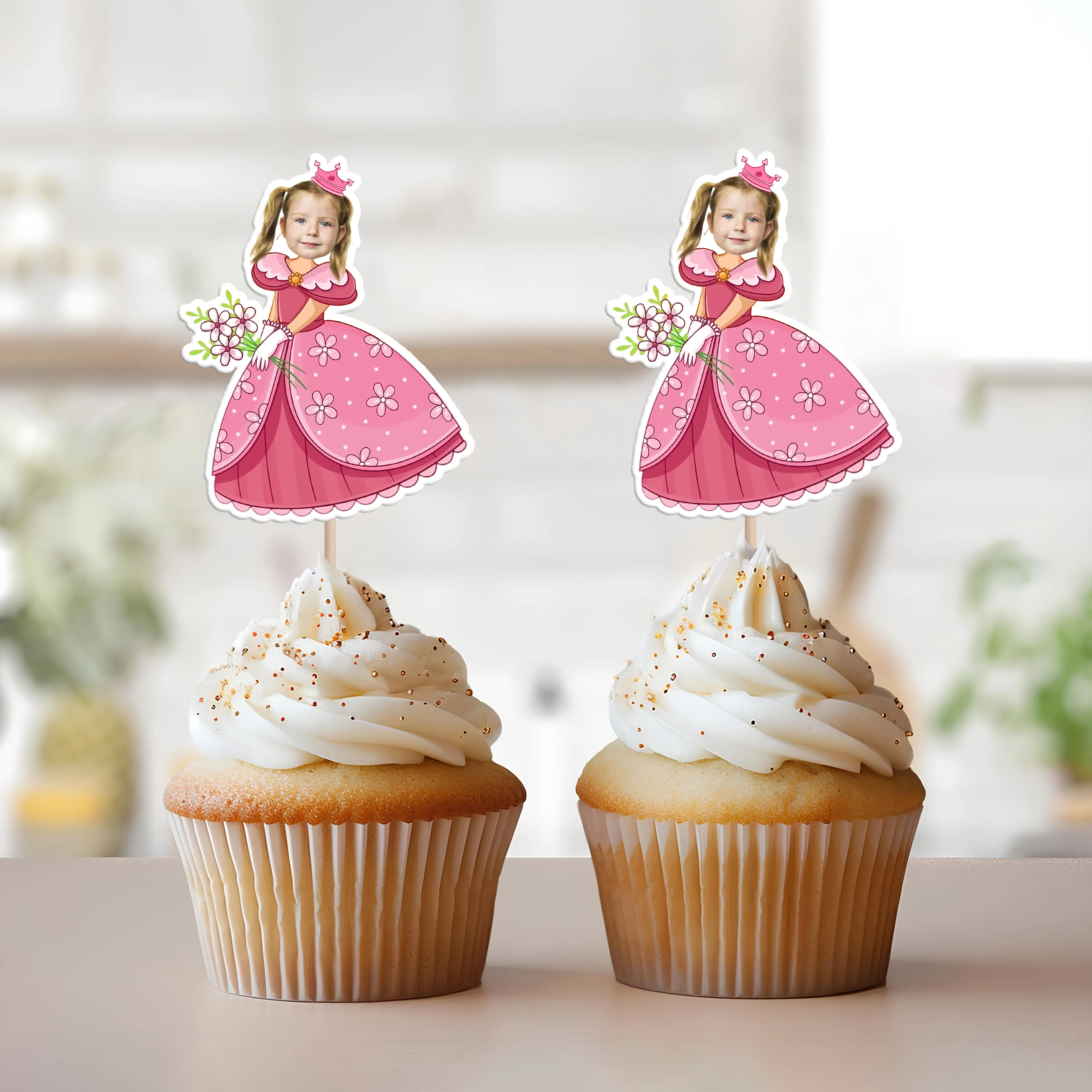 Custom Photo Princess Cupcake Toppers Personalized Birthday Gift Princess Party Decor CH07 895436 - Image 10