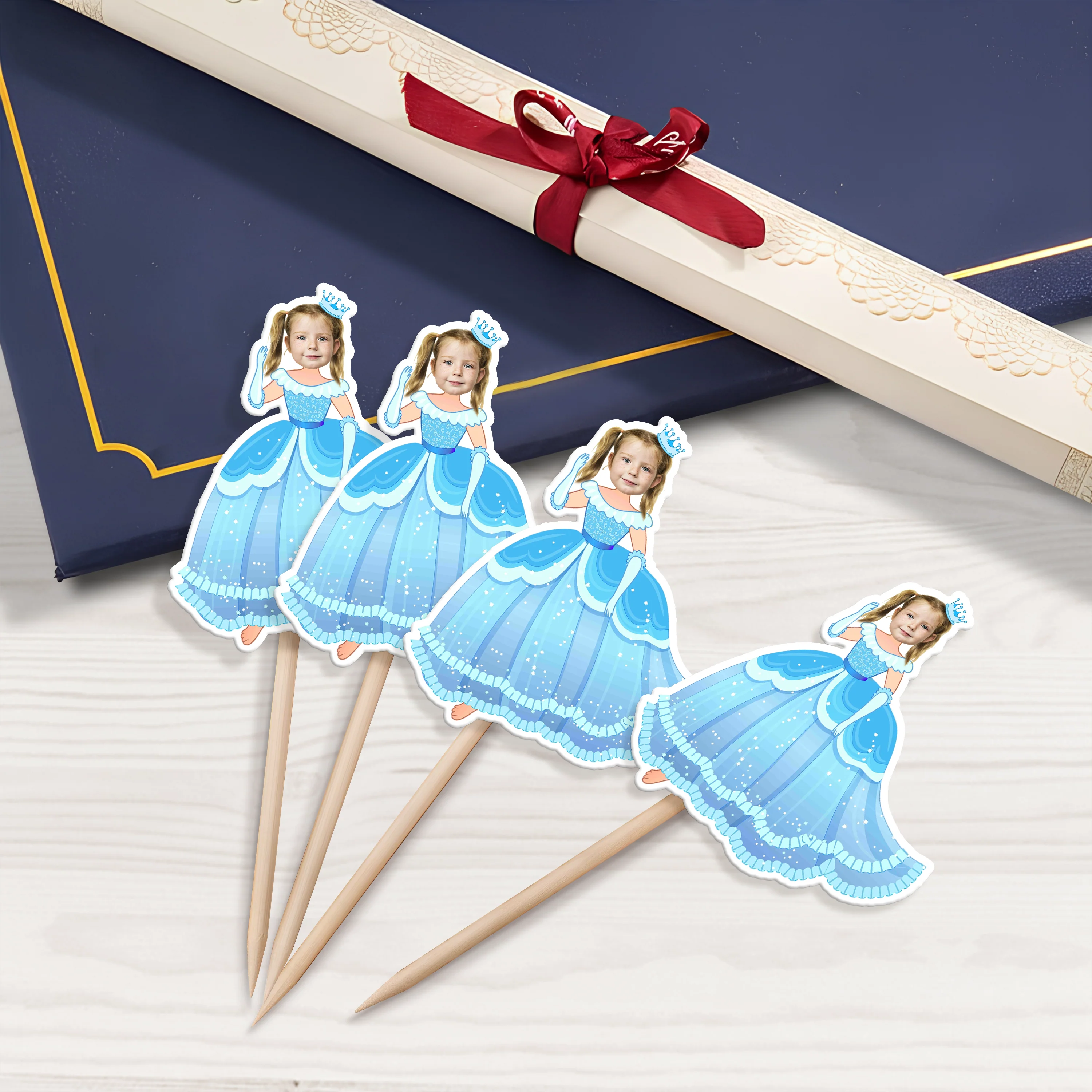 Custom Photo Princess Cupcake Toppers Personalized Birthday Gift Princess Party Decor CH07 895436 - Image 2