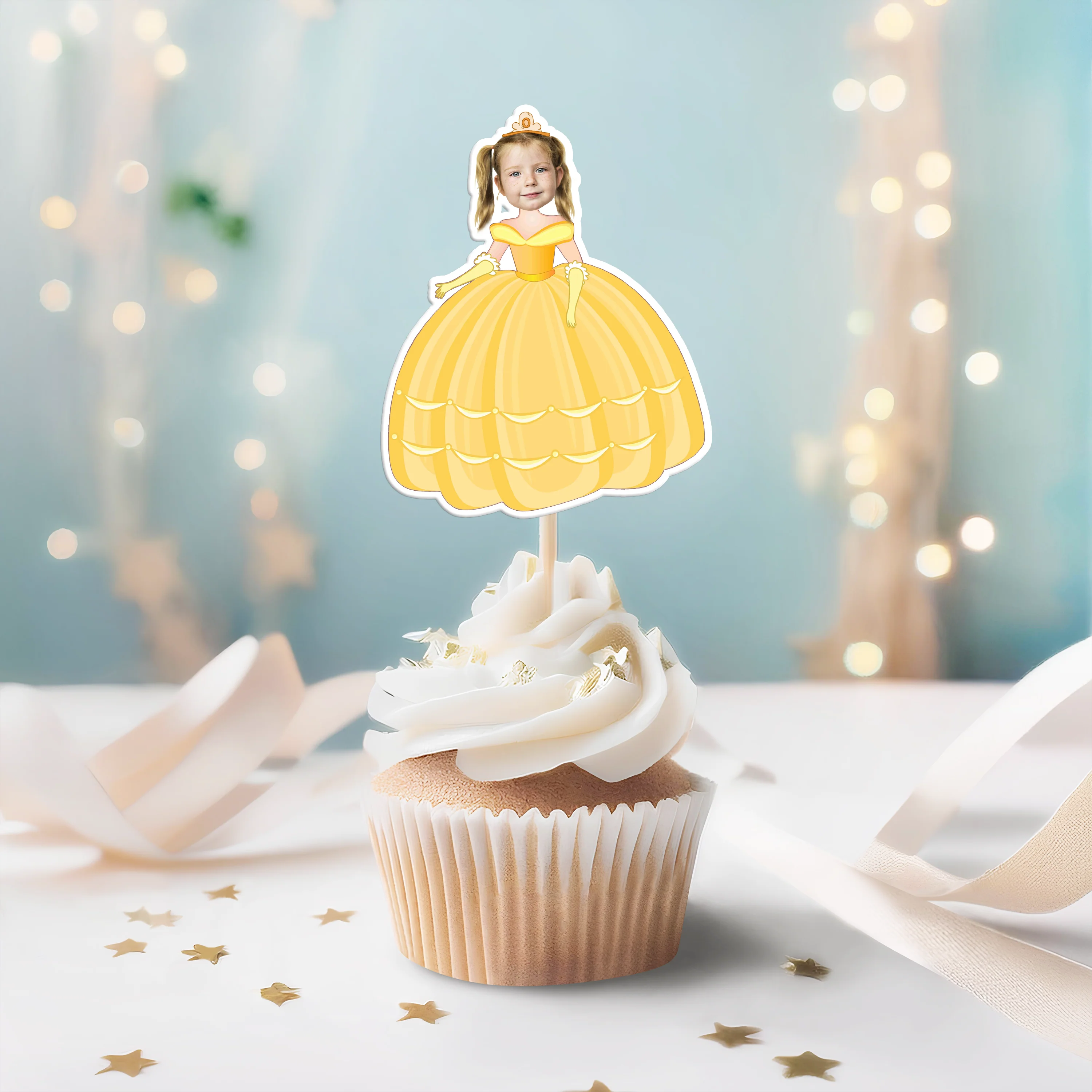 Custom Photo Princess Cupcake Toppers Personalized Birthday Gift Princess Party Decor CH07 895436 - Image 4