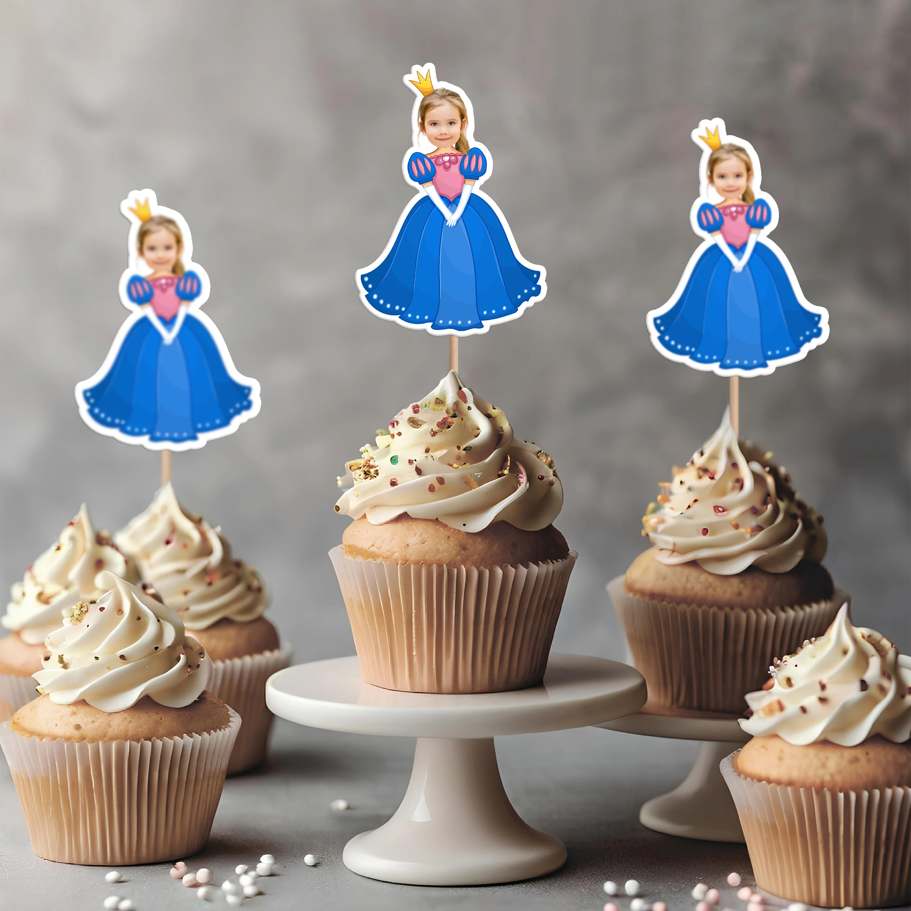 Custom Photo Princess Cupcake Toppers Personalized Birthday Gift Princess Party Decor CH07 895436 - Image 5
