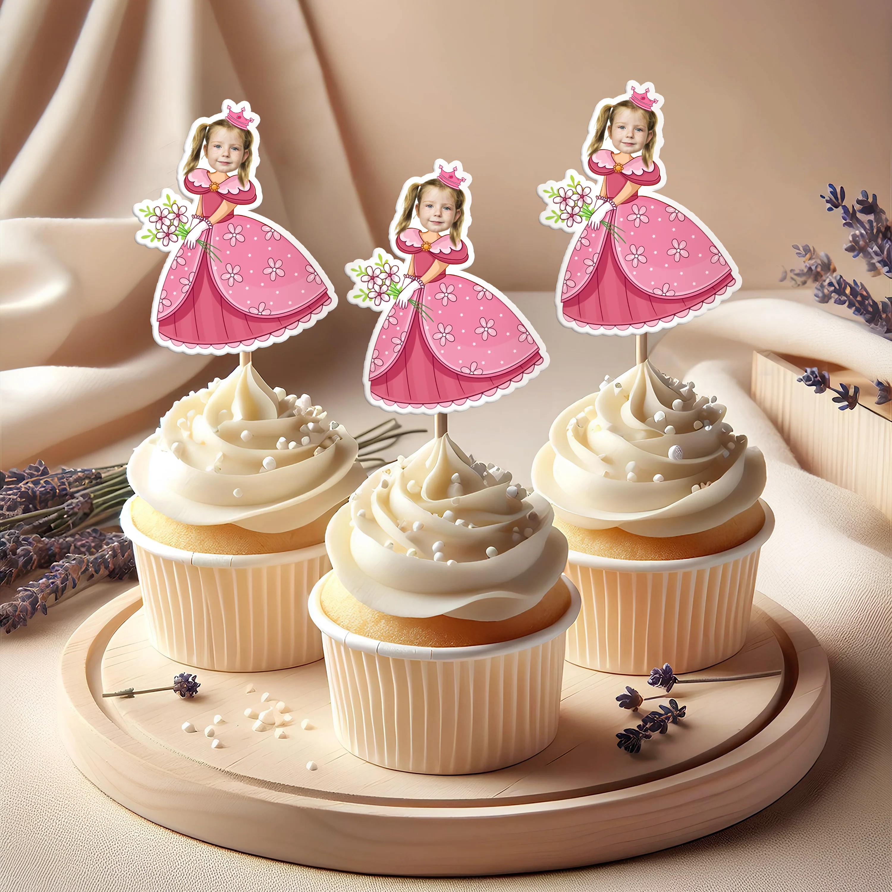 Custom Photo Princess Cupcake Toppers Personalized Birthday Gift Princess Party Decor CH07 895436 - Image 8