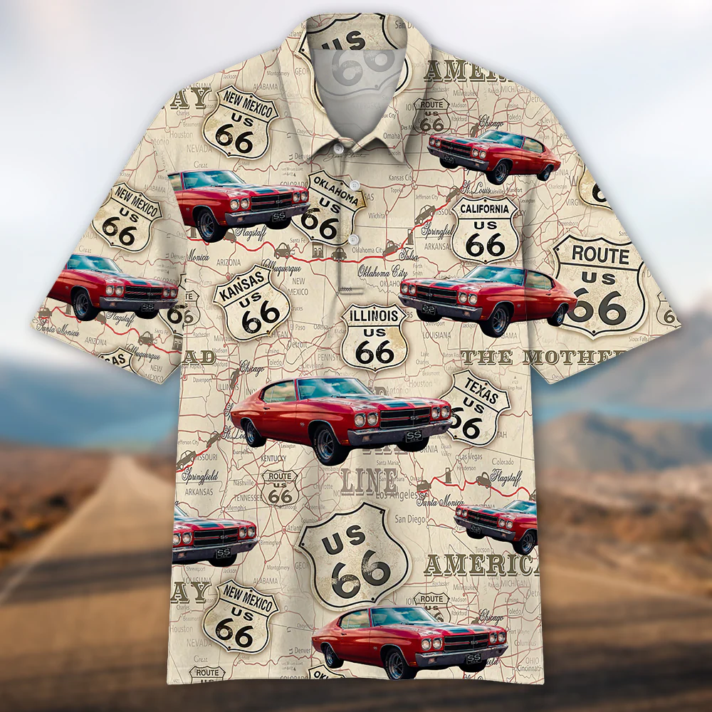 Custom Photo Route 66 For Car Lover Polo Shirt CH07 895806 - Image 7