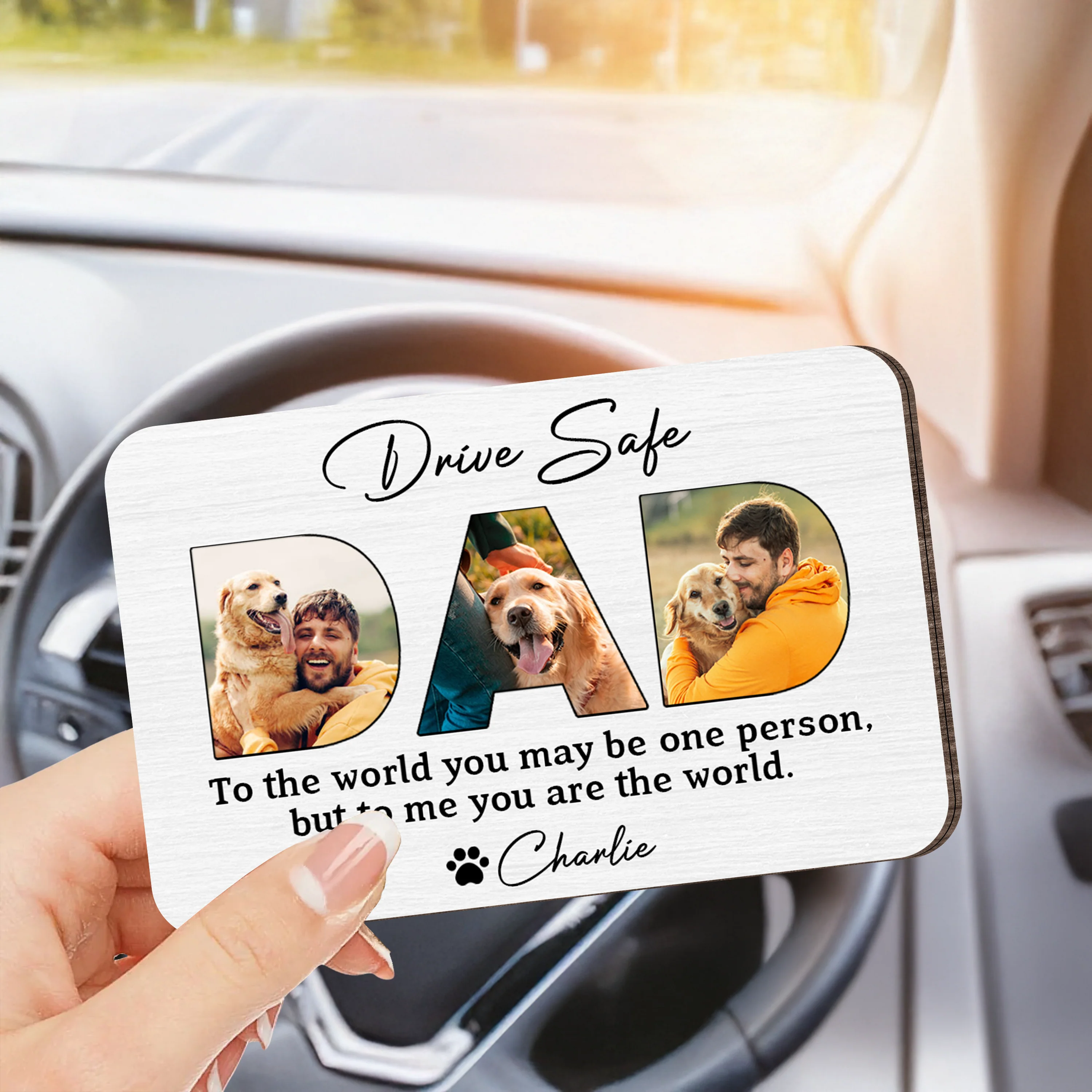 Custom Photo Dad To Me You Are The World Car Visor Clip CH07 895948 - Image 5