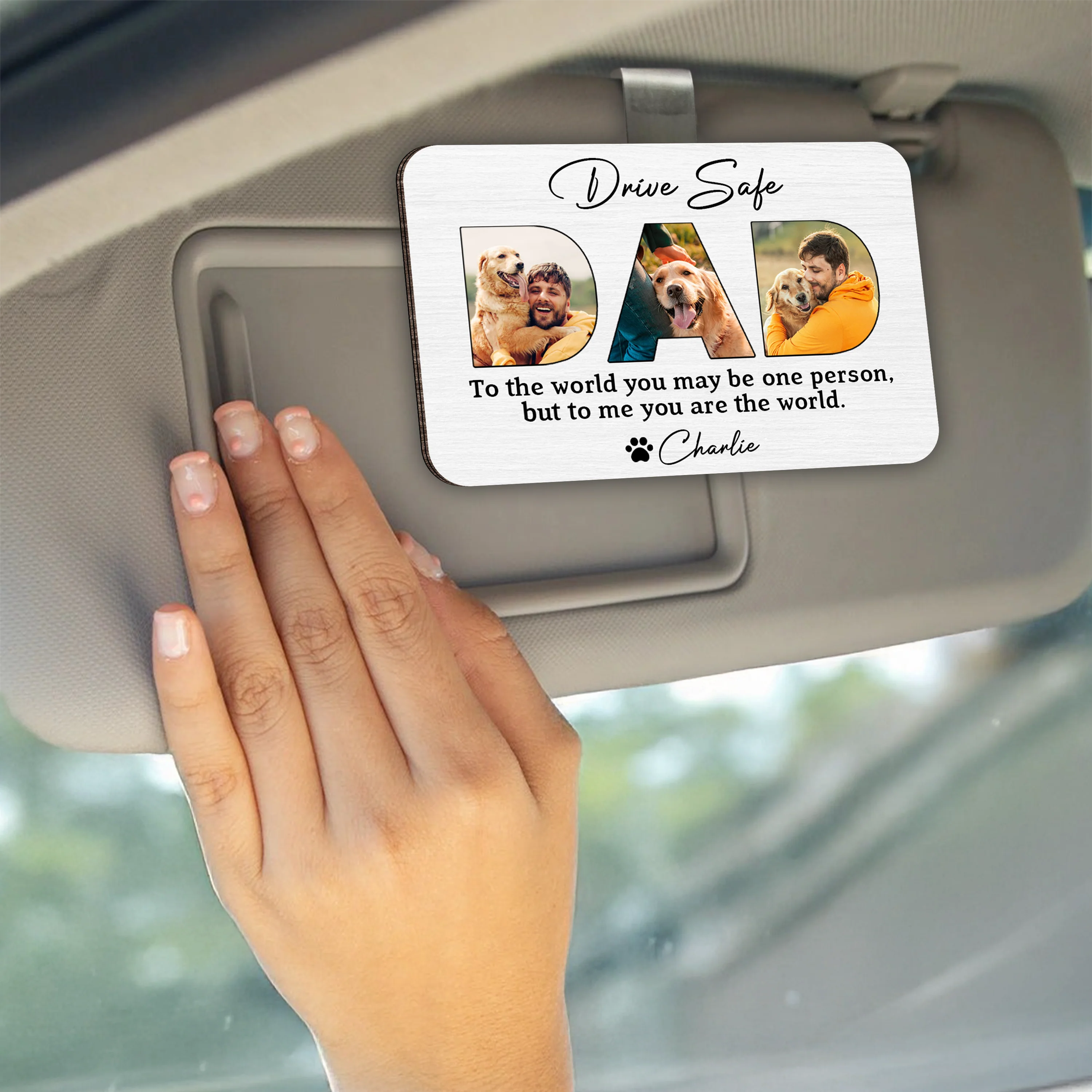Custom Photo Dad To Me You Are The World Car Visor Clip CH07 895948 - Image 6