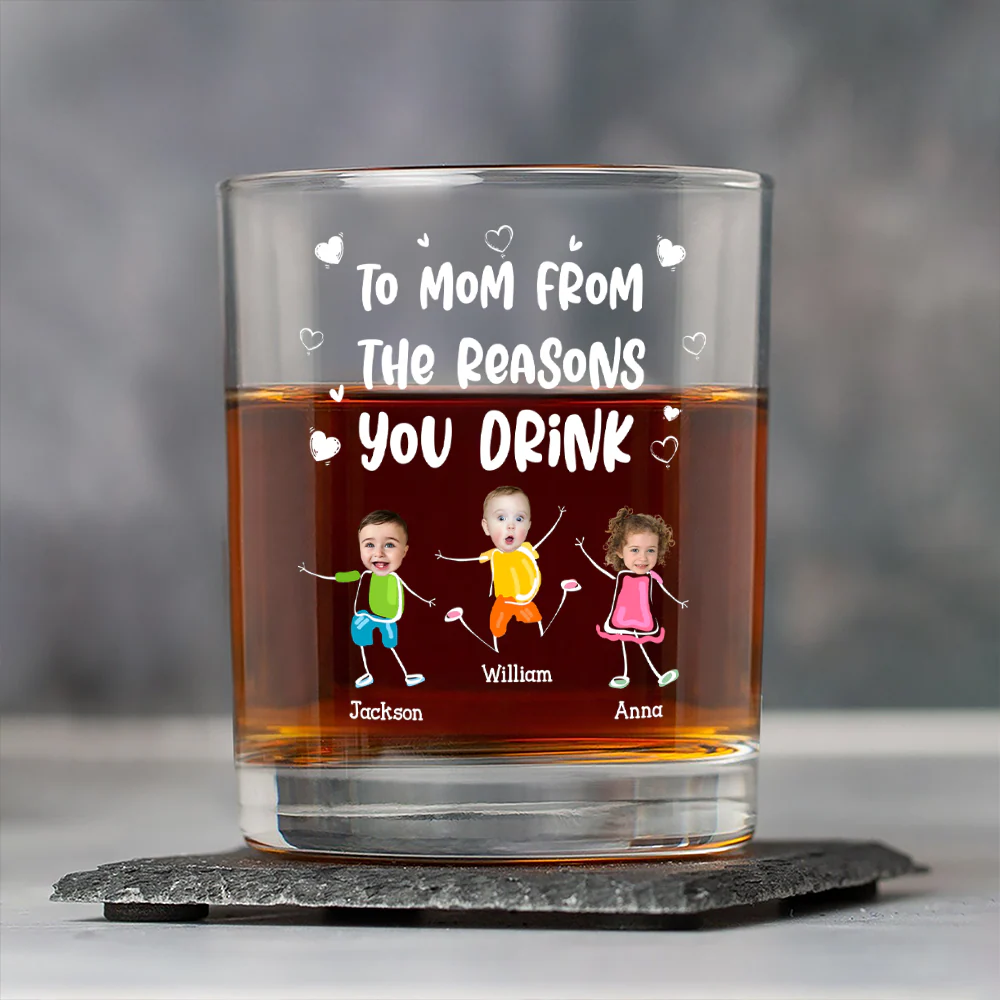Custom Photo To Mom Dad From The Reasons You Drink Personalized Whiskey Glass Funny Gift For Dad Mom CH07 895536 - Image 5