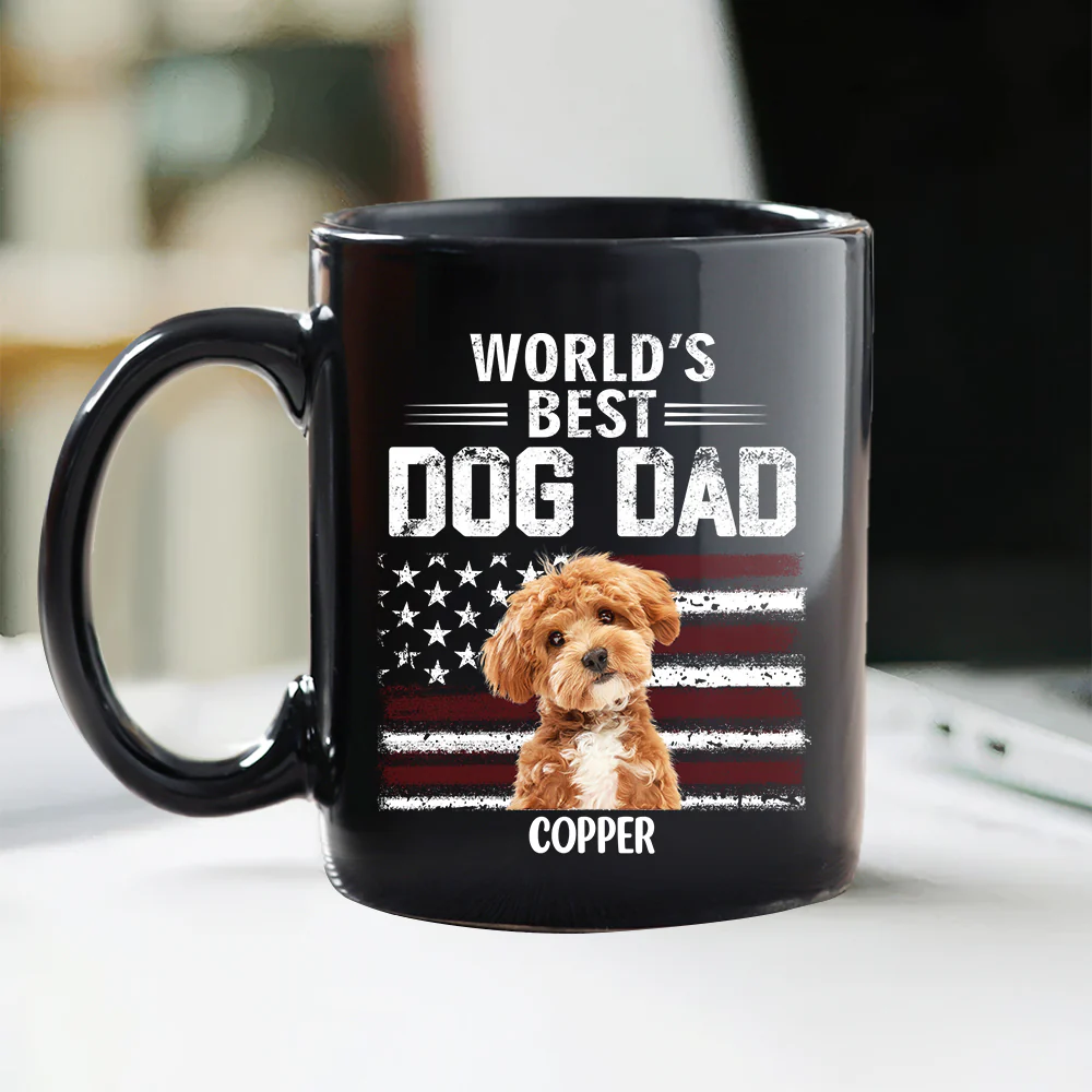 Custom Photo World's Best Dog Dad - Personalized Black Mug Gift For Dog Lovers CH07 895938 - Image 2