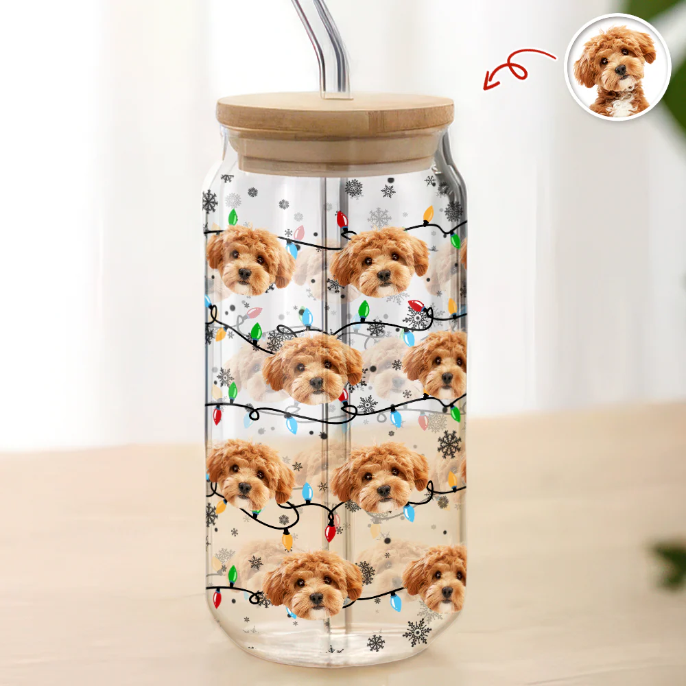 Custom Puppy Face Christmas Light Glass Can With Lid Gift For Dog Lovers CH07 896934 - Image 4