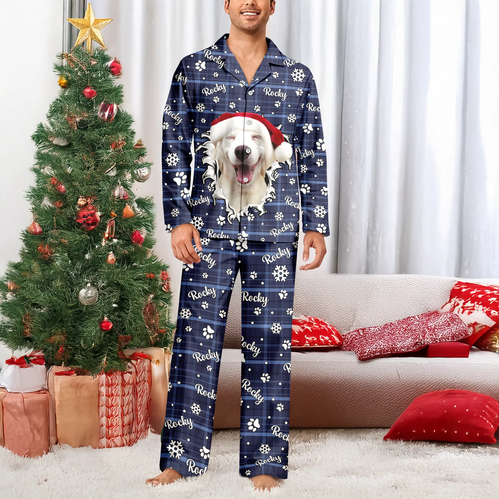 Custom Puppy Photo Funny Christmas Pajamas Gift For Dog Mom Dog Dad CH07 896520 - Image 6