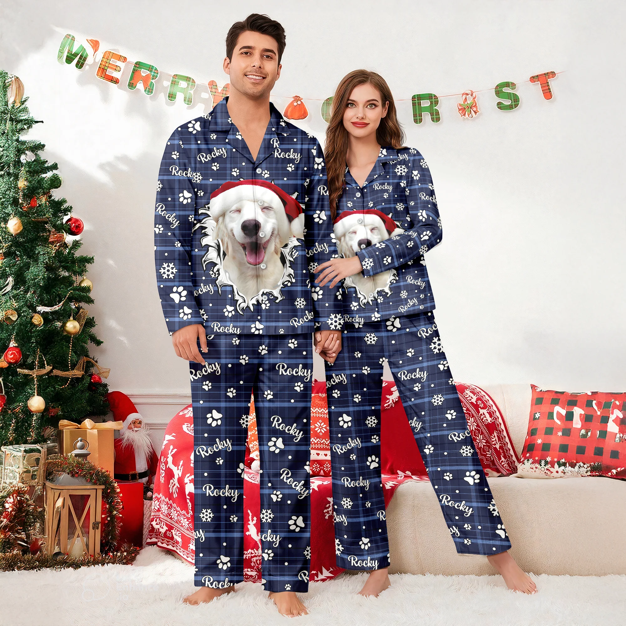 Custom Puppy Photo Funny Christmas Pajamas Gift For Dog Mom Dog Dad CH07 896520 - Image 7