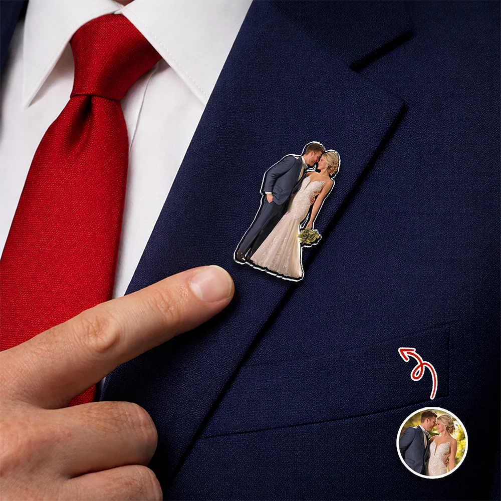 Custom Wedding Photo Acrylic Pin for Groom Newlywed Gift CH07 911078 - Image 3