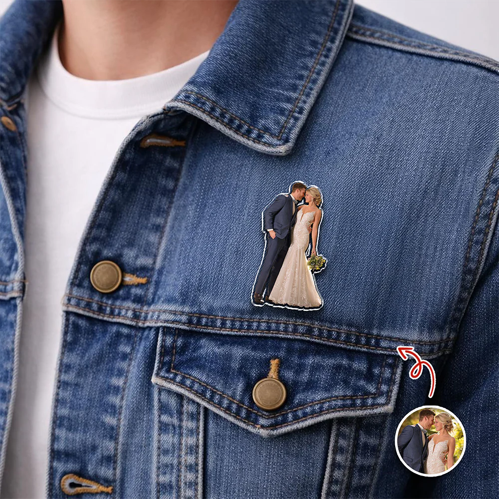 Custom Wedding Photo Acrylic Pin for Groom Newlywed Gift CH07 911078 - Image 6
