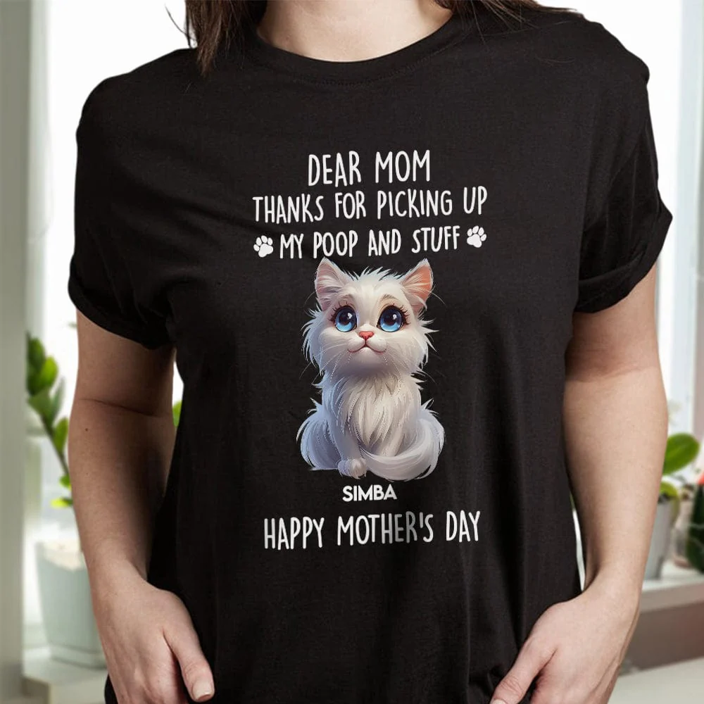 Dad, Mom Thanks For Picking Up Our Poop And Stuff Personalized Dark Shirt Cat Lover Gifts CH07 895248 - Image 3