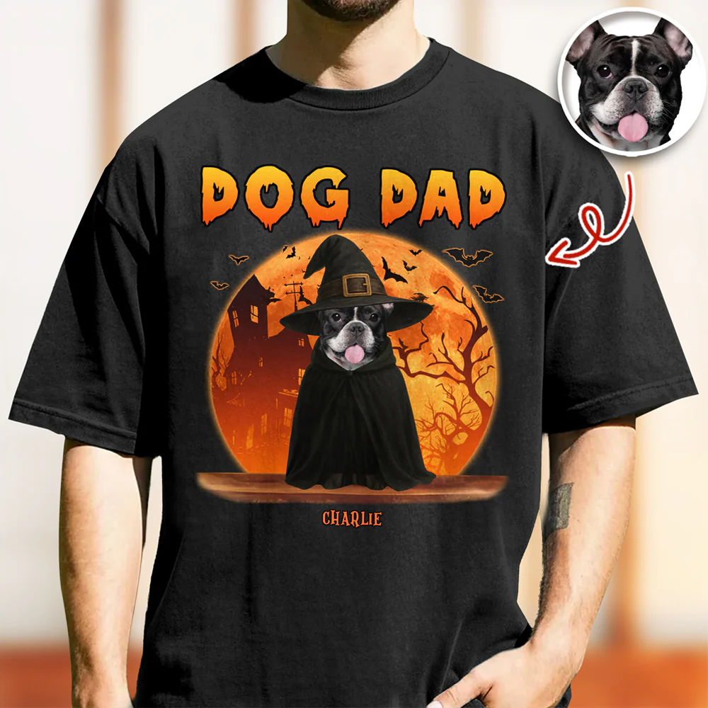 Dog Dad Dog Mom Dark Night - Custom Dog Halloween Photo Comfort Color Shirt Gift For Dog Lovers CH07 899436 - Image 4