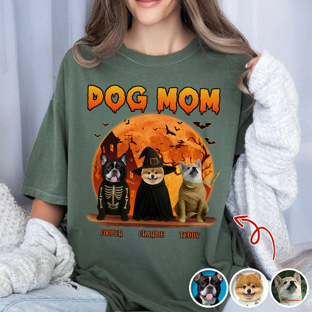 Dog Dad Dog Mom Dark Night - Custom Dog Halloween Photo Comfort Color Shirt Gift For Dog Lovers CH07 899436 - Image 6