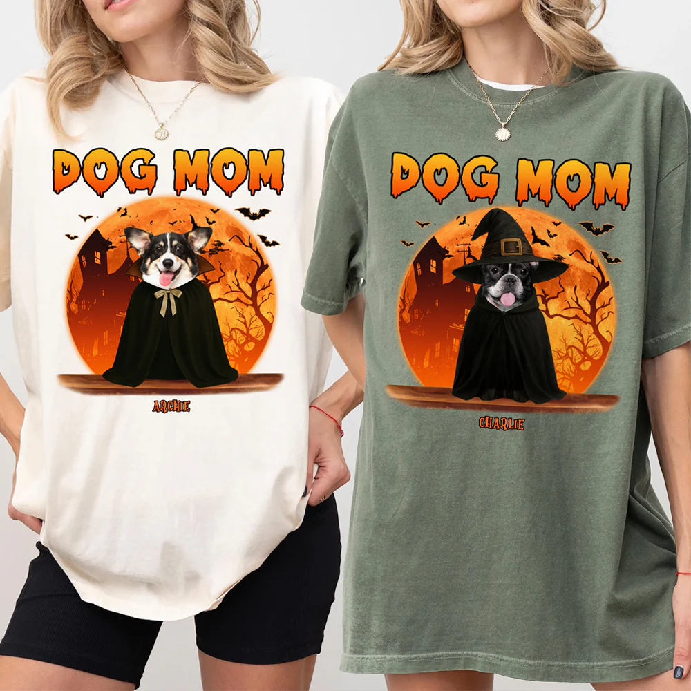 Dog Dad Dog Mom Dark Night - Custom Dog Halloween Photo Comfort Color Shirt Gift For Dog Lovers CH07 899436 - Image 8
