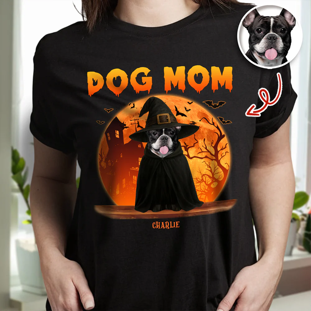 Dog Mom Dark Night - Custom Dog Halloween Photo Dark Shirt Gift For Dog Lovers CH07 899438 - Image 2
