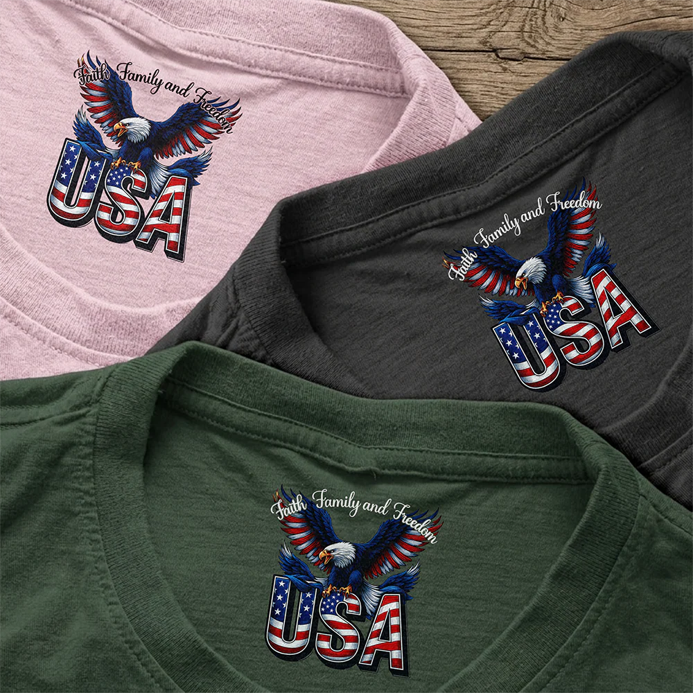 Faith, Family & Freedom 250th Anniversary of America Neck Print Shirt CH07 910908 - Image 8
