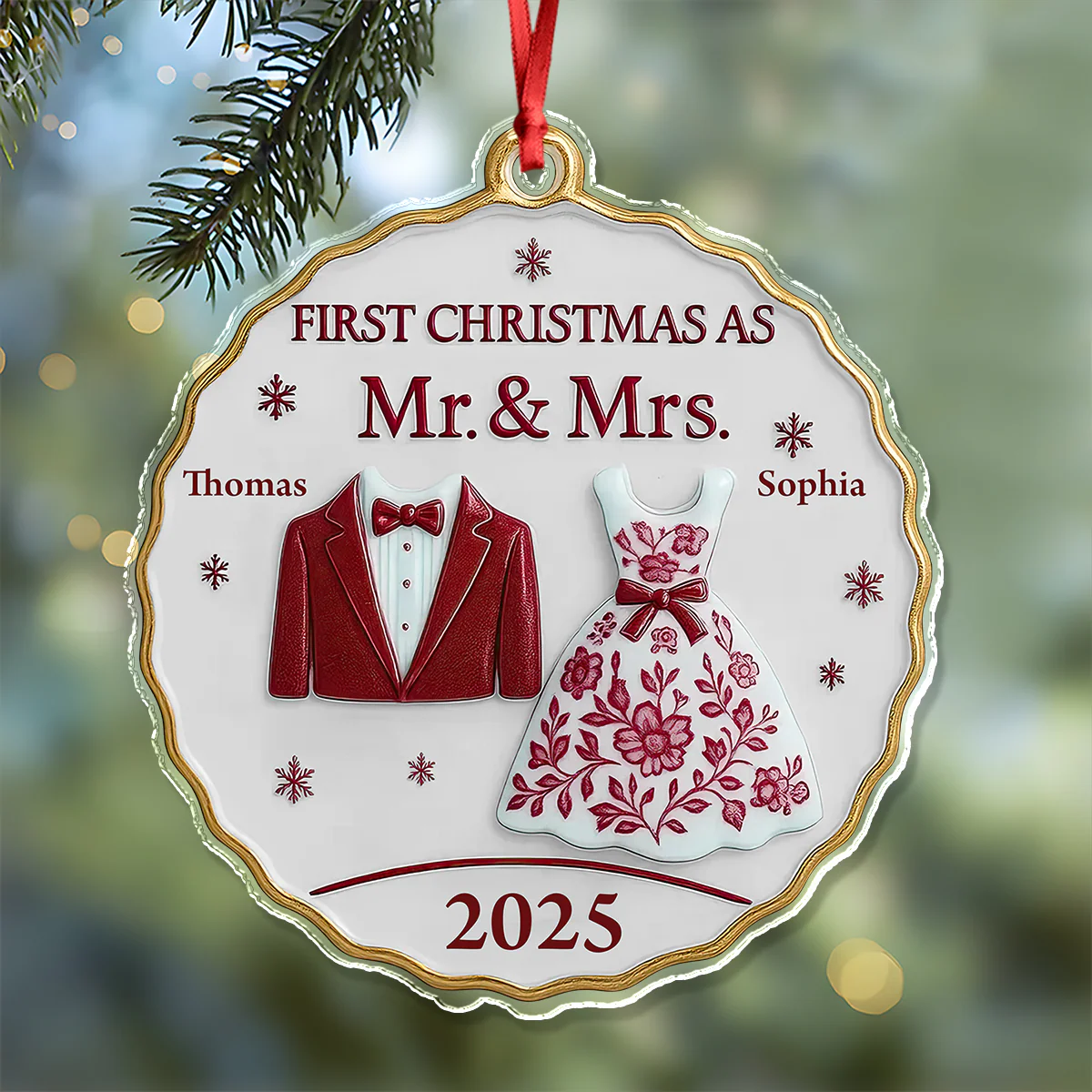 First Christmas As Mr And Mrs - Personalized Acrylic Ornament Couple Gift CH07 899098 - Image 3