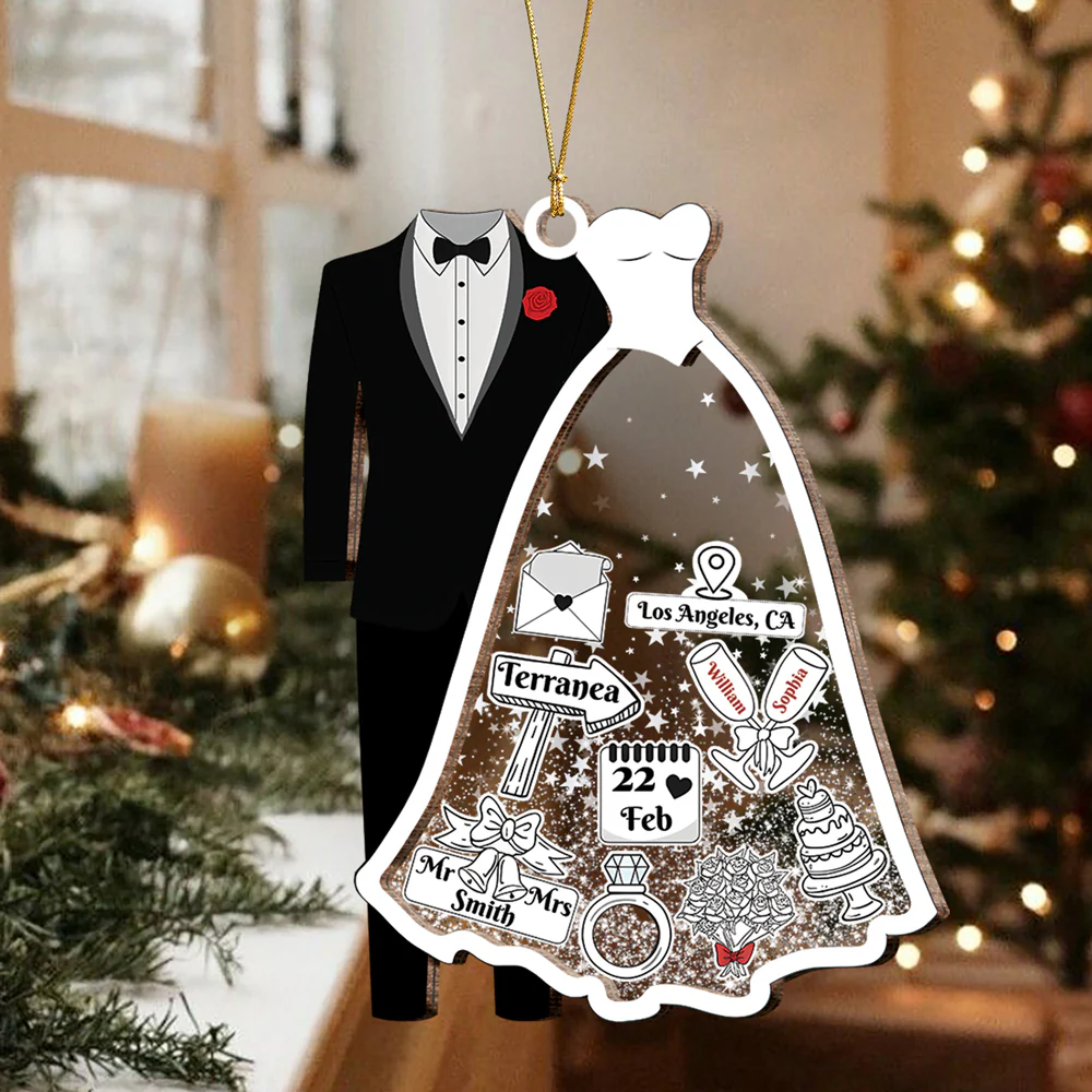 First Christmas Married Personalized Wedding Wood & Acrylic Ornament Christmas Gift CH07 899404 - Image 7