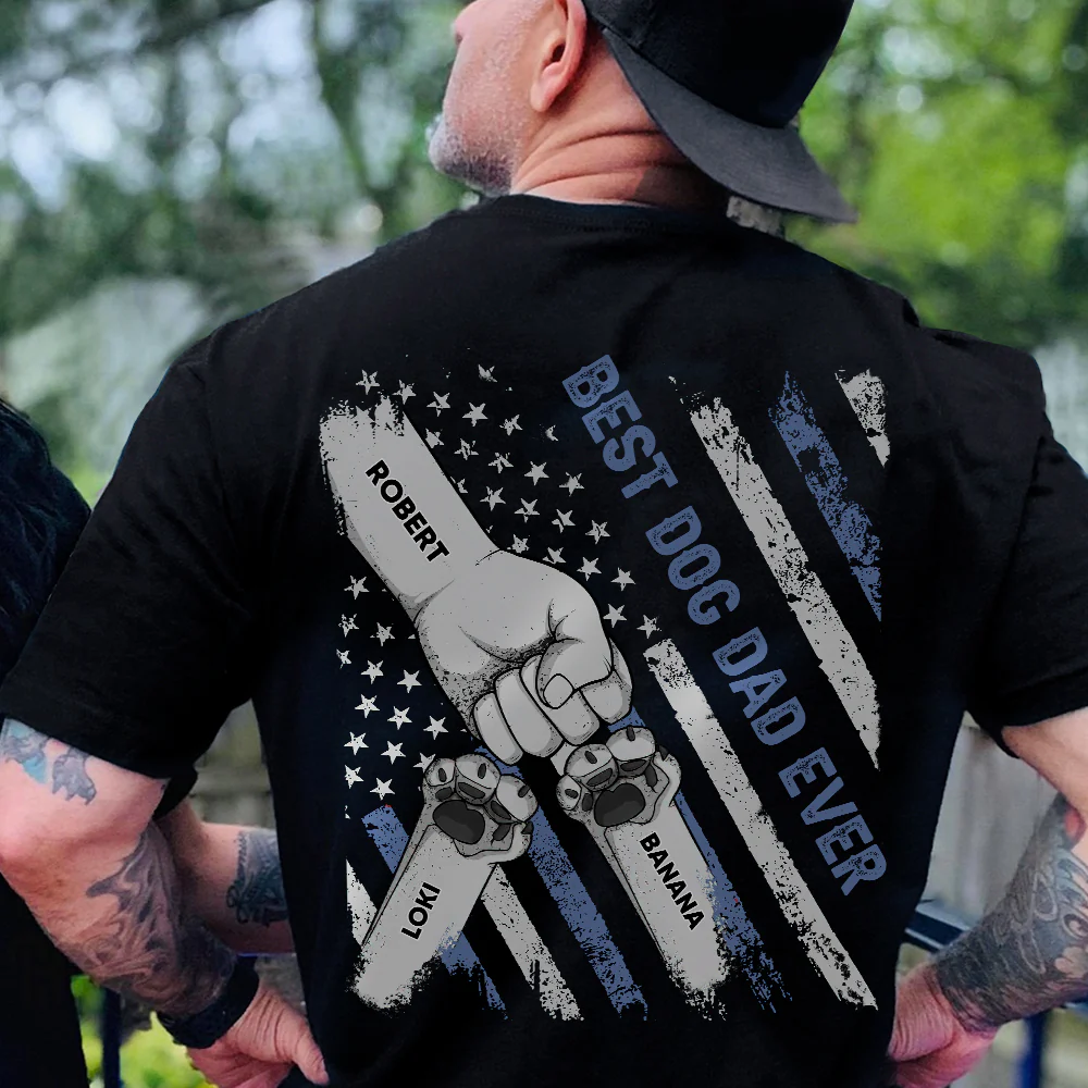 Fist Bumps Dad & Pet US Flag Back Shirt Personalized Father's Day Gift CH07 895904 - Image 6