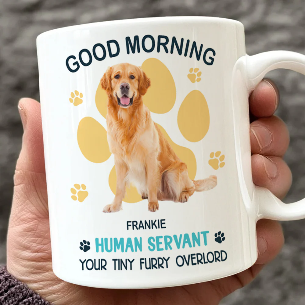 Custom Photo Good Morning Human Servant Personalized White Mug Funny Gift For Dog Cat Lover CH07 895992 - Image 2