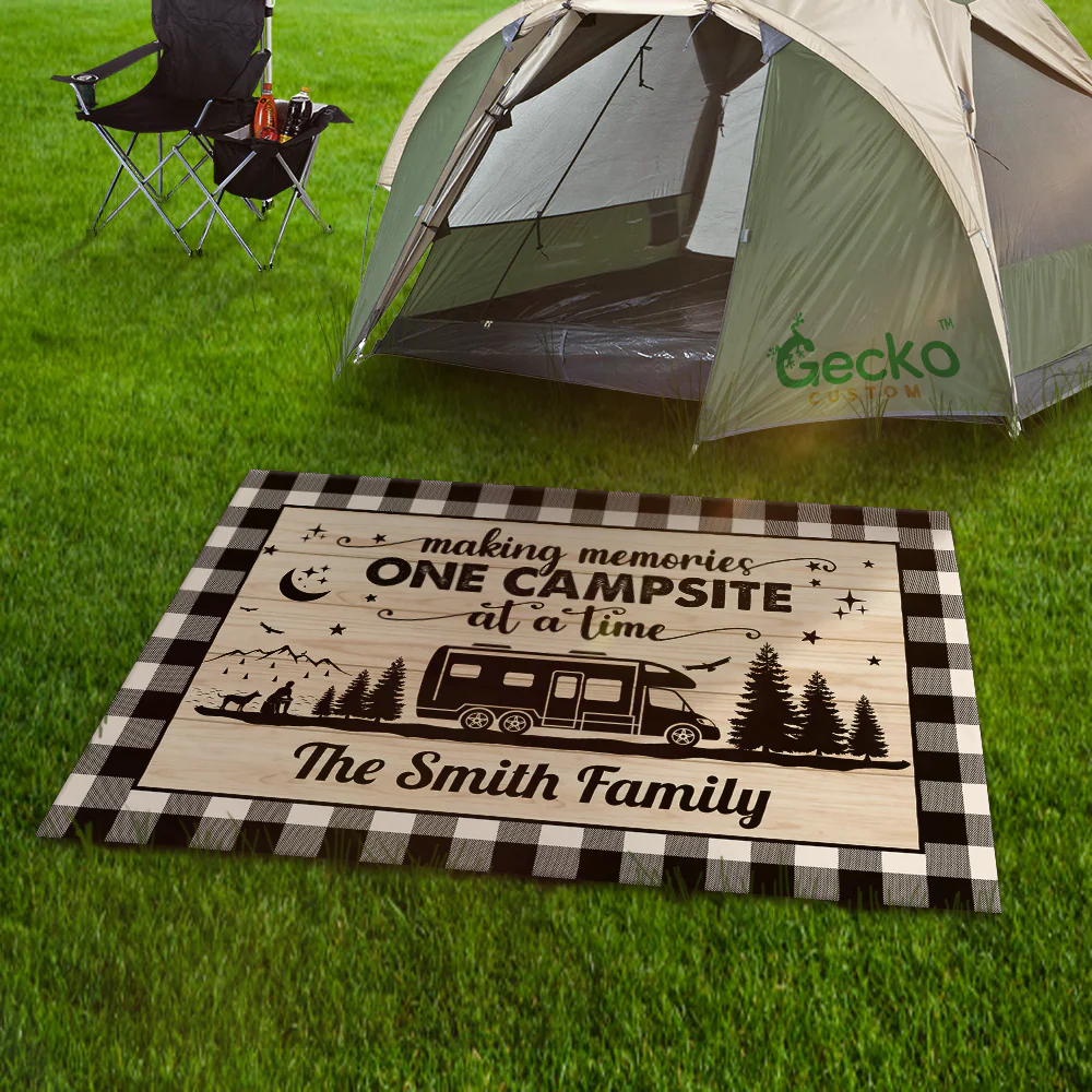 Happy Campers Personalized Caro Style Camping Patio Rug For Camping Lovers CH07 896194 - Image 3