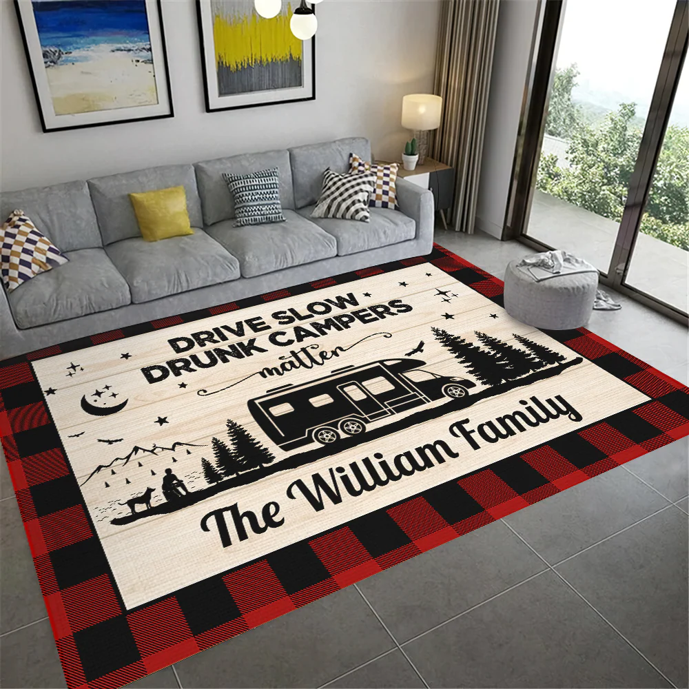 Happy Campers Personalized Caro Style Camping Patio Rug For Camping Lovers CH07 896194 - Image 4