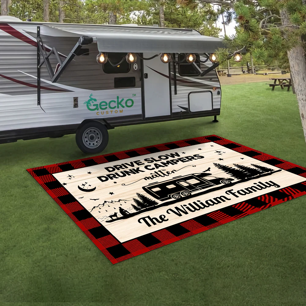 Happy Campers Personalized Caro Style Camping Patio Rug For Camping Lovers CH07 896194 - Image 9