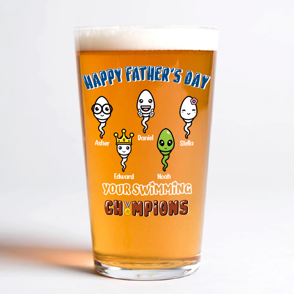 Happy Father's Day Your Swimming Champion Personalized Beer Glass Funny Father's Day Gift CH07 895362 - Image 5