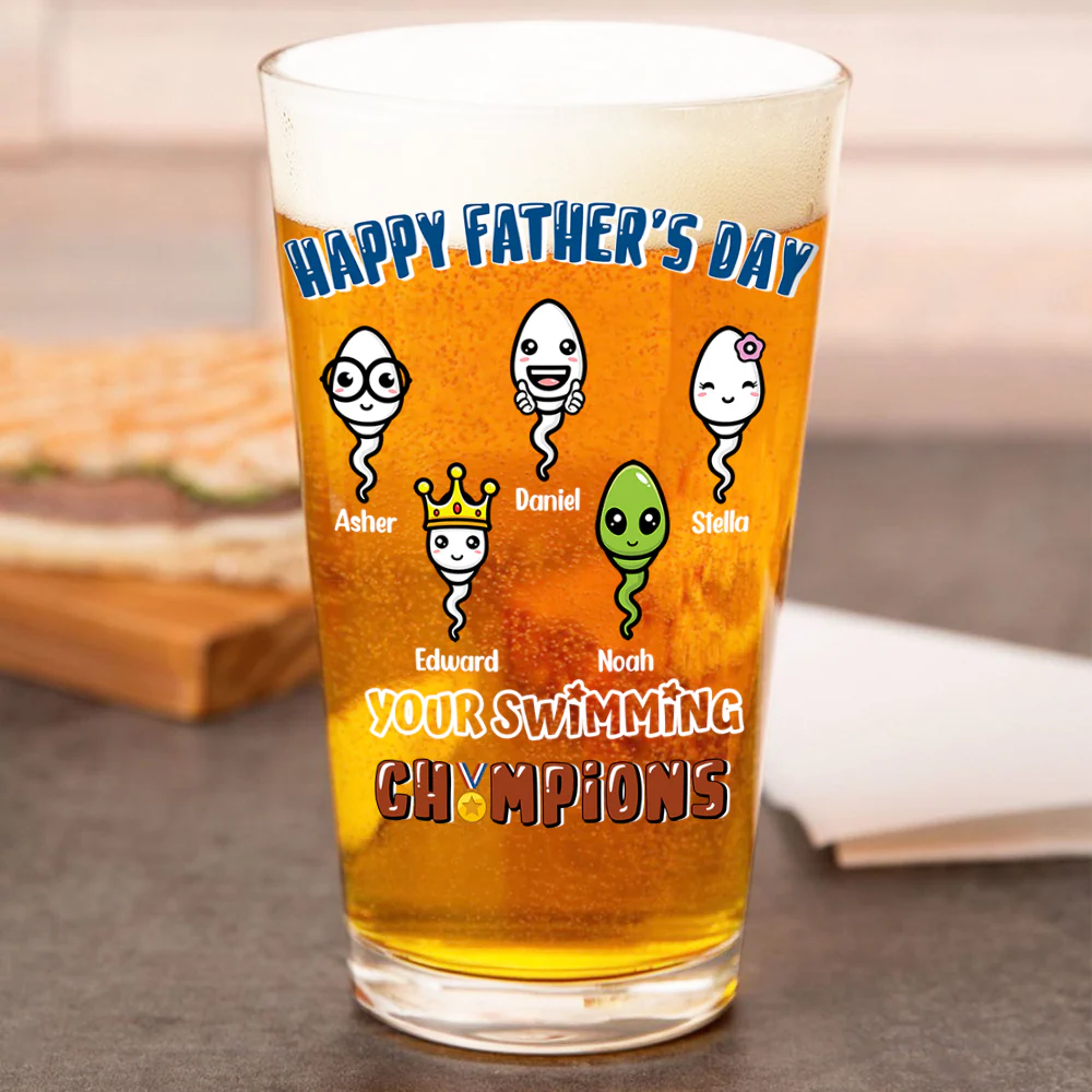 Happy Father's Day Your Swimming Champion Personalized Beer Glass Funny Father's Day Gift CH07 895362 - Image 6