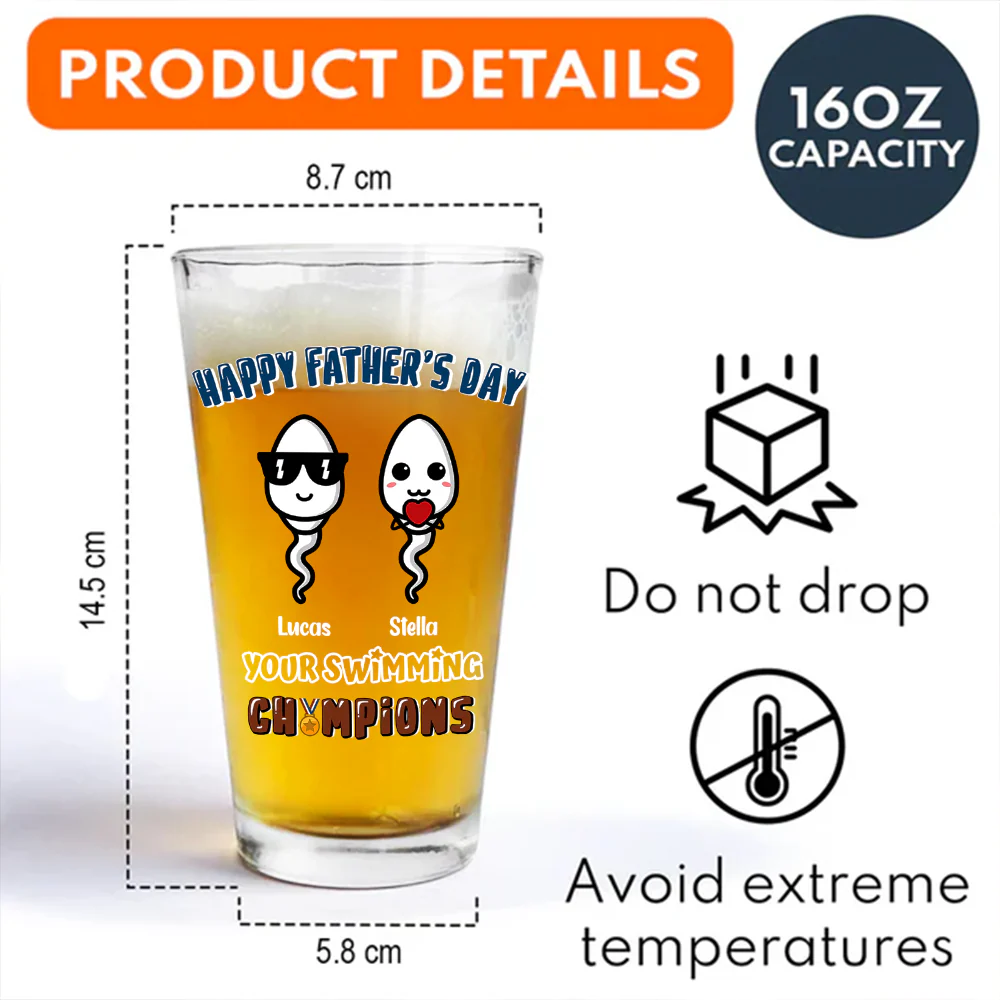 Happy Father's Day Your Swimming Champion Personalized Beer Glass Funny Father's Day Gift CH07 895362 - Image 7