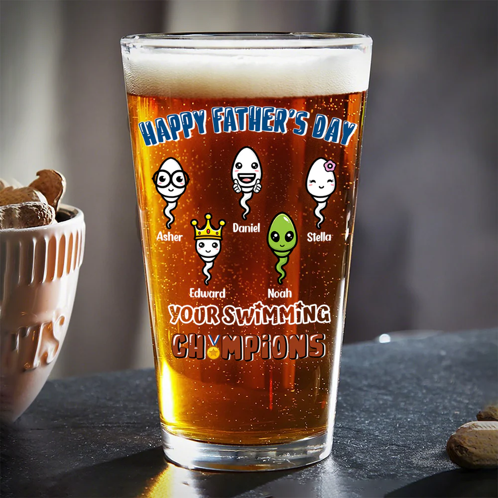 Happy Father's Day Your Swimming Champion Personalized Beer Glass Funny Father's Day Gift CH07 895362 - Image 8