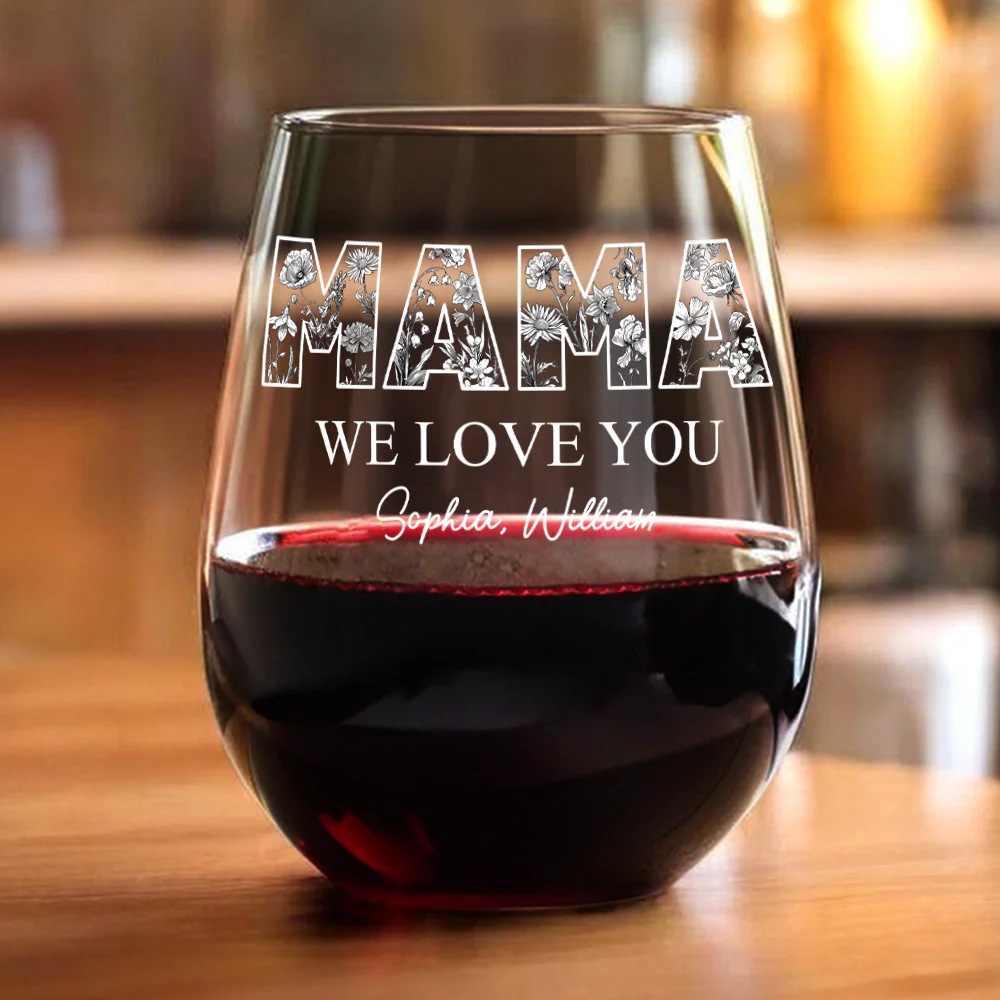 I Love You Mom Personalized MOM Floral Wine Glass Mother's Day Gift CH07 910856 - Image 6