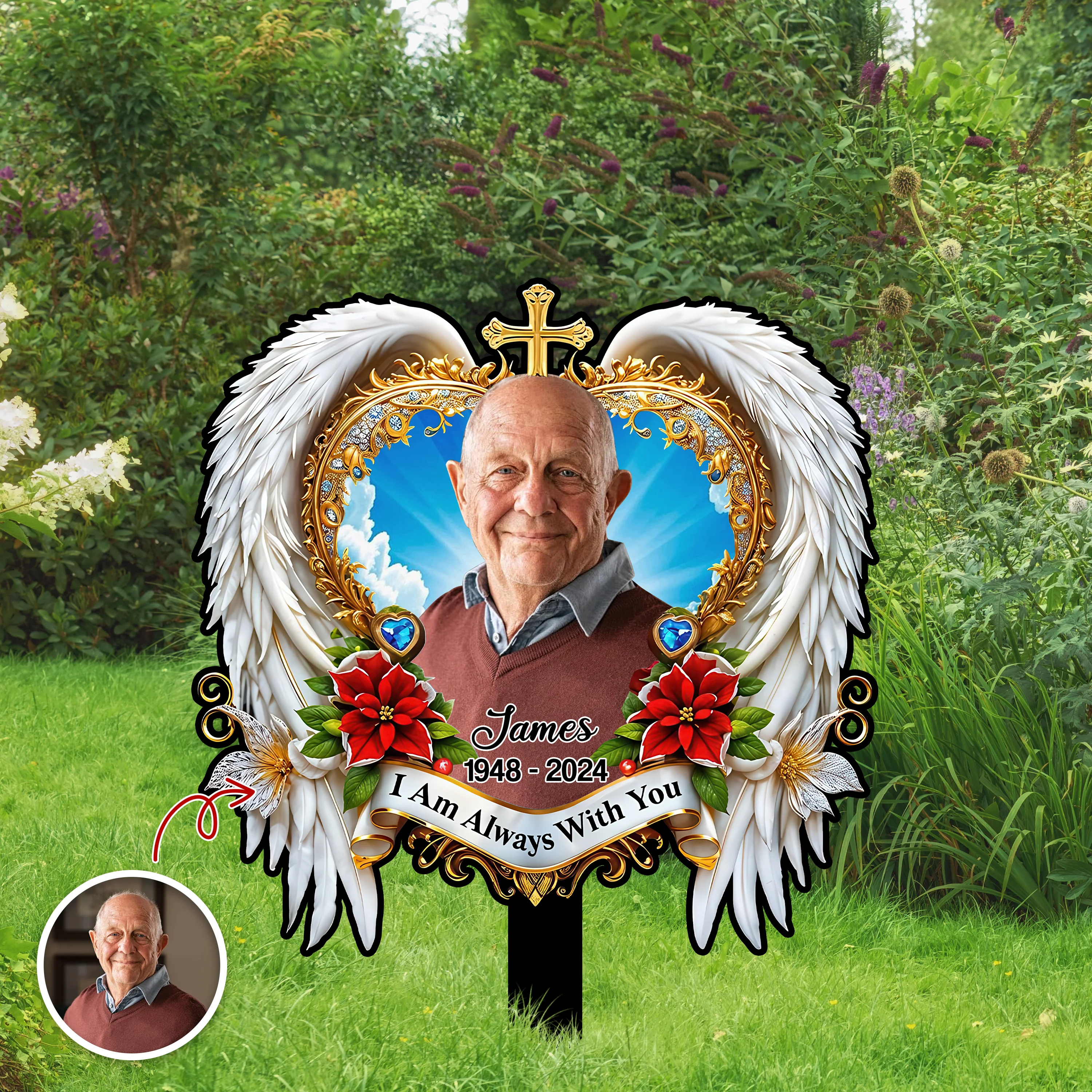 I'm Always With You - Custom Memorial Photo Acrylic Garden Stake CH07 896562 - Image 3