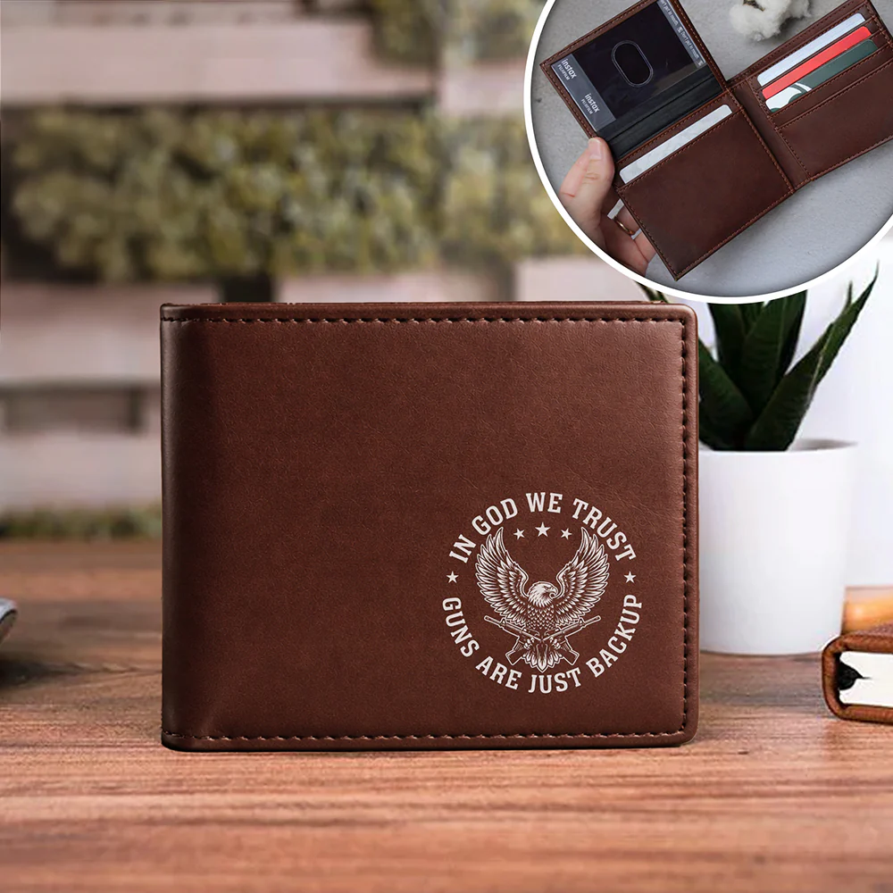 In God We Trust Eagle - Guns Are Just Backup Printed Leather Wallet Gift For Him CH07 910302 - Image 6