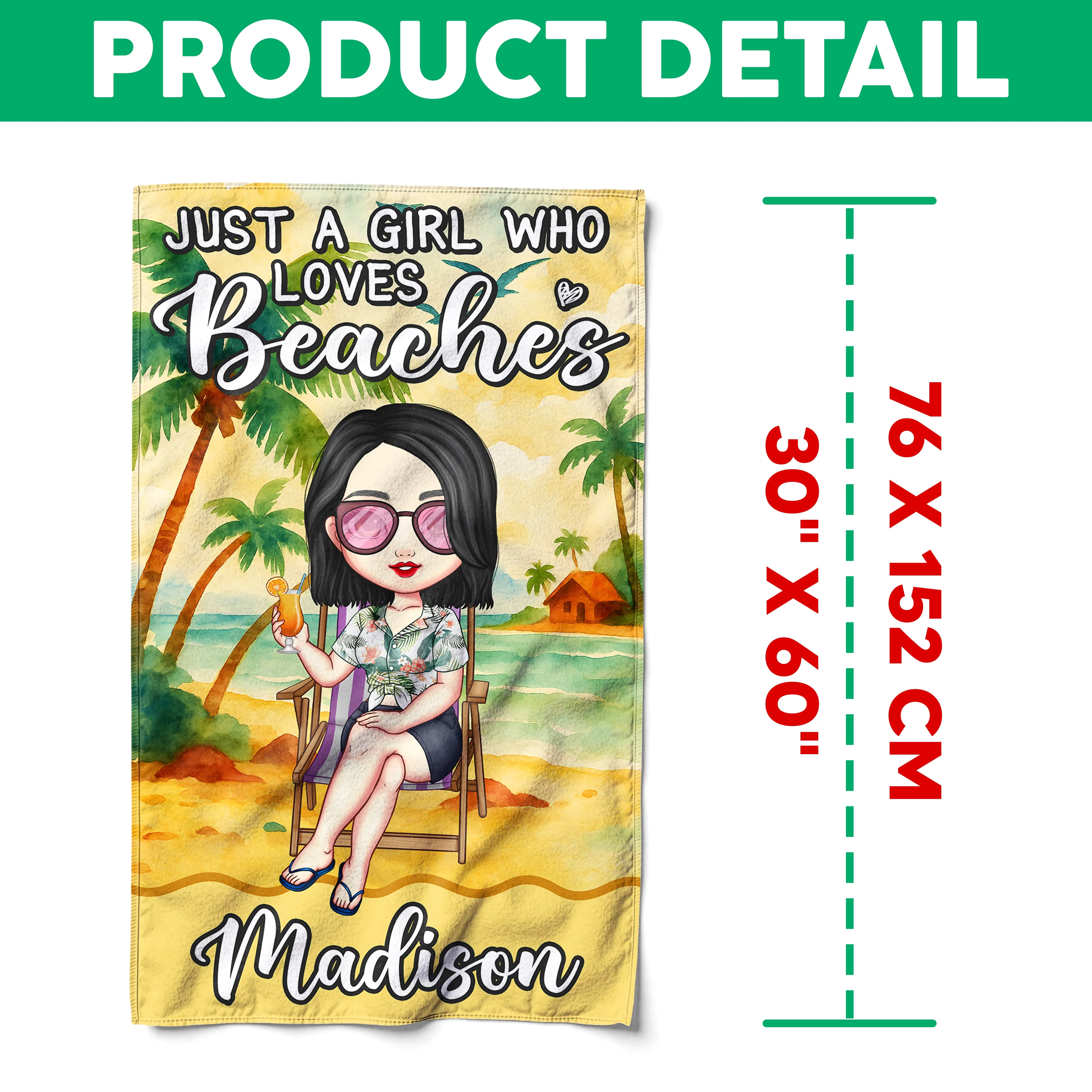 Just A Girl Who Loves Beaches Personalized Beach Towel Summer Vacation Gift CH07 895810 - Image 7