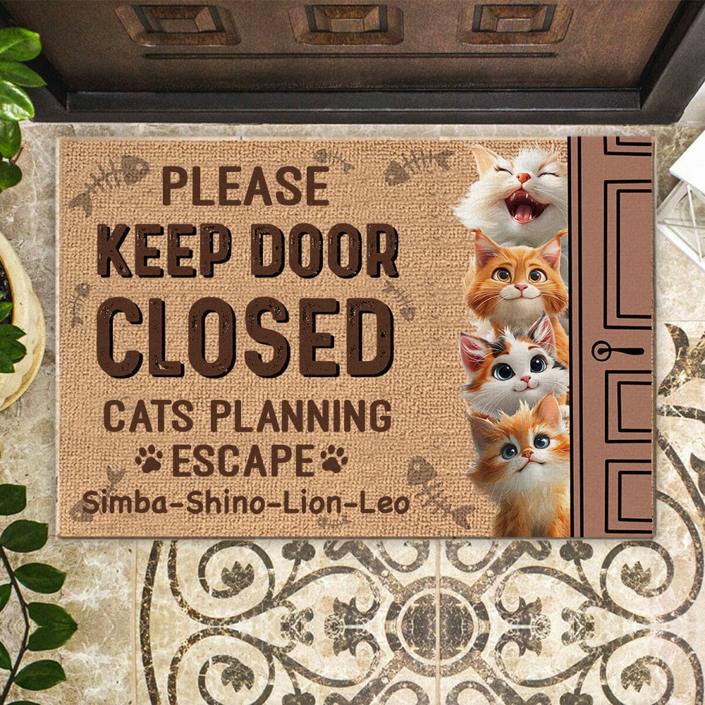 Keep Door Closed Cats Planning Escape Personalized Doormat Funny Gift For Cat Lovers CH07 895232 - Image 2