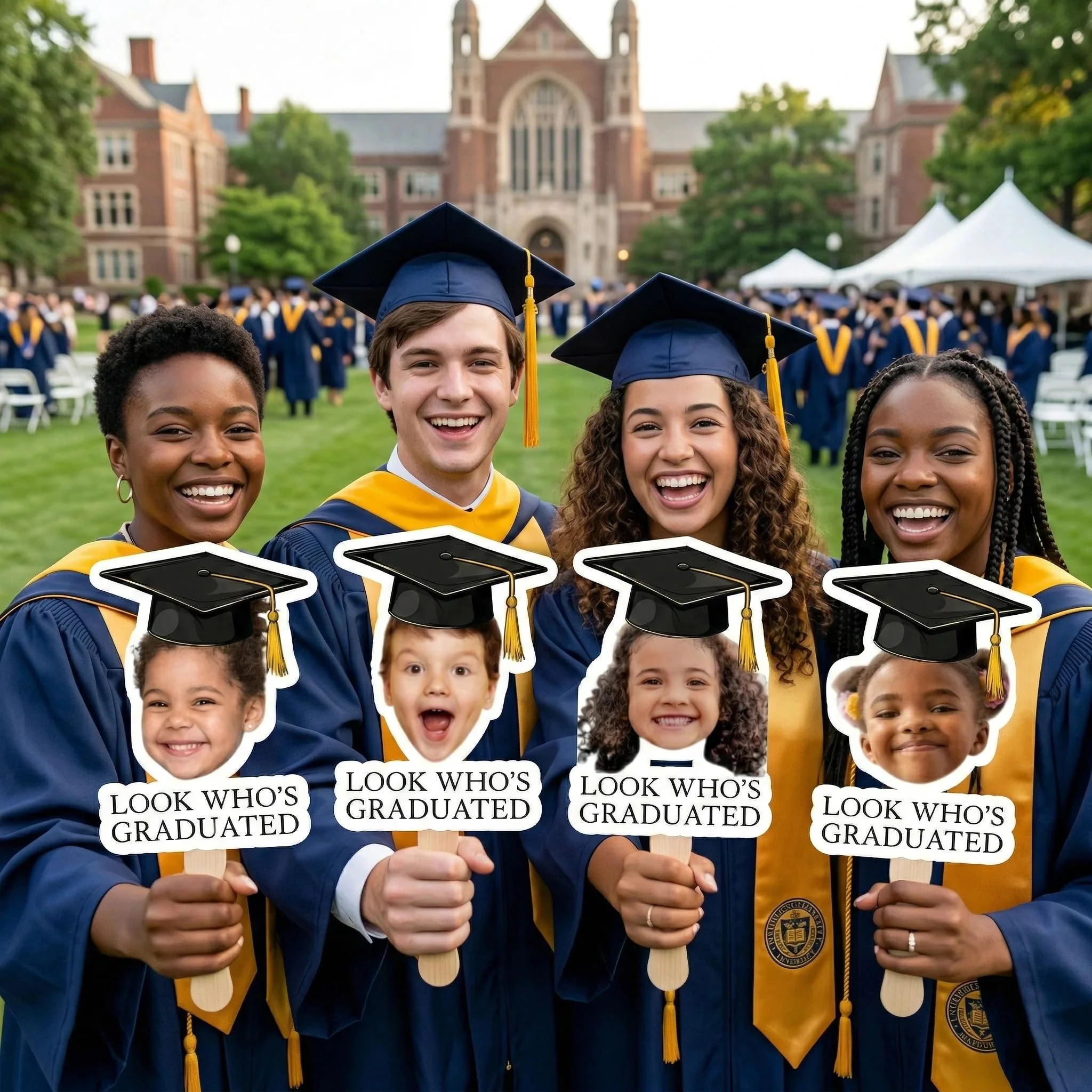 Look Who's Graduated Custom Funny Face Graduation 2026 Big Heads Face Fan CH07 895580 - Image 3