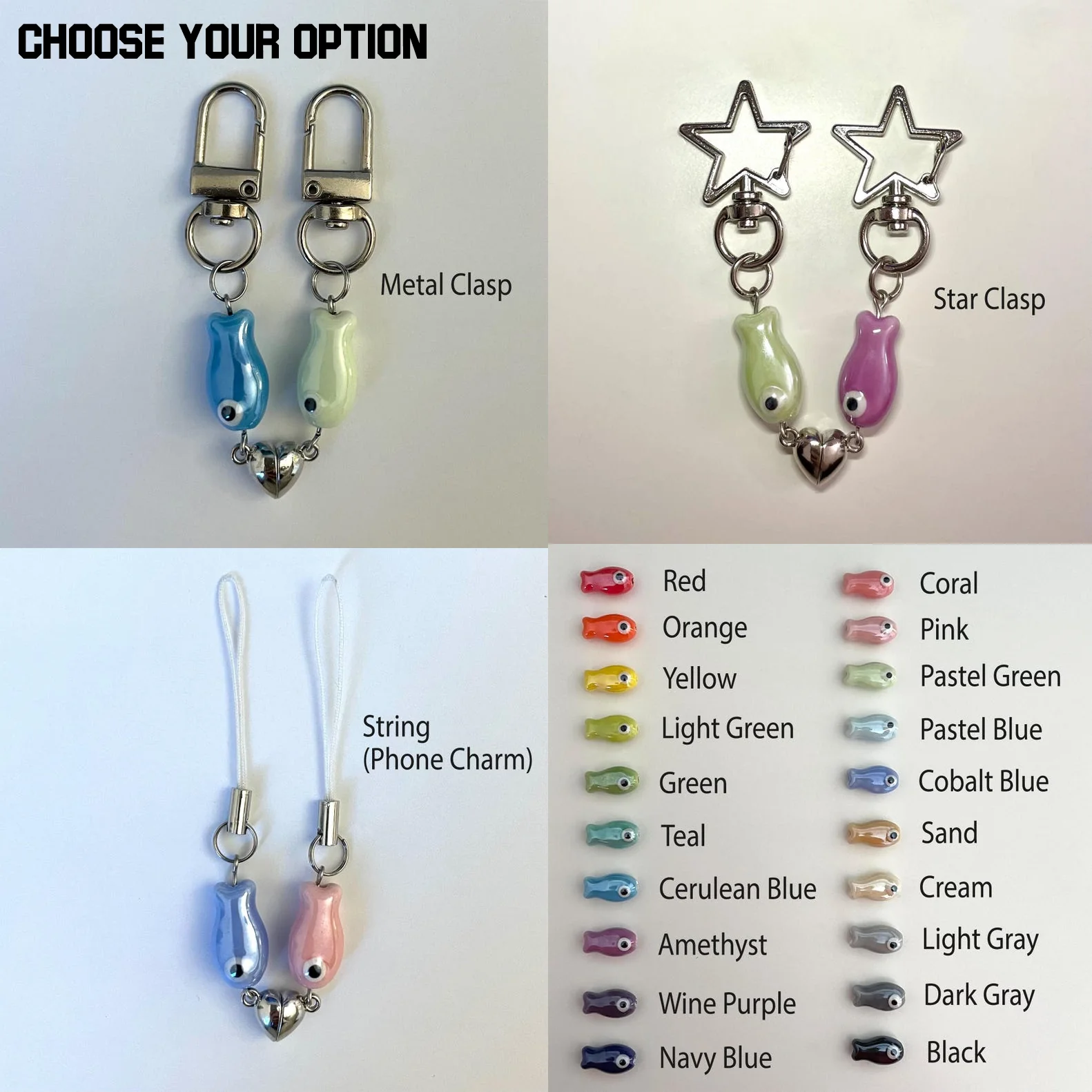 Magnetic Matching Fish Ceramic Keychain Cute Gifts for Couple For Best Friend CH07 910432 - Image 2